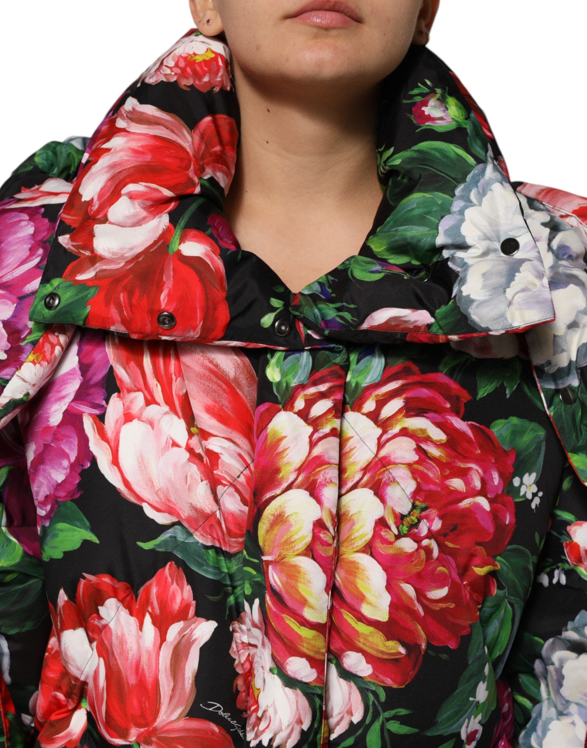 Dolce & Gabbana Multicolor Floral Hooded Puffer Coat Jacket Dolce & Gabbana