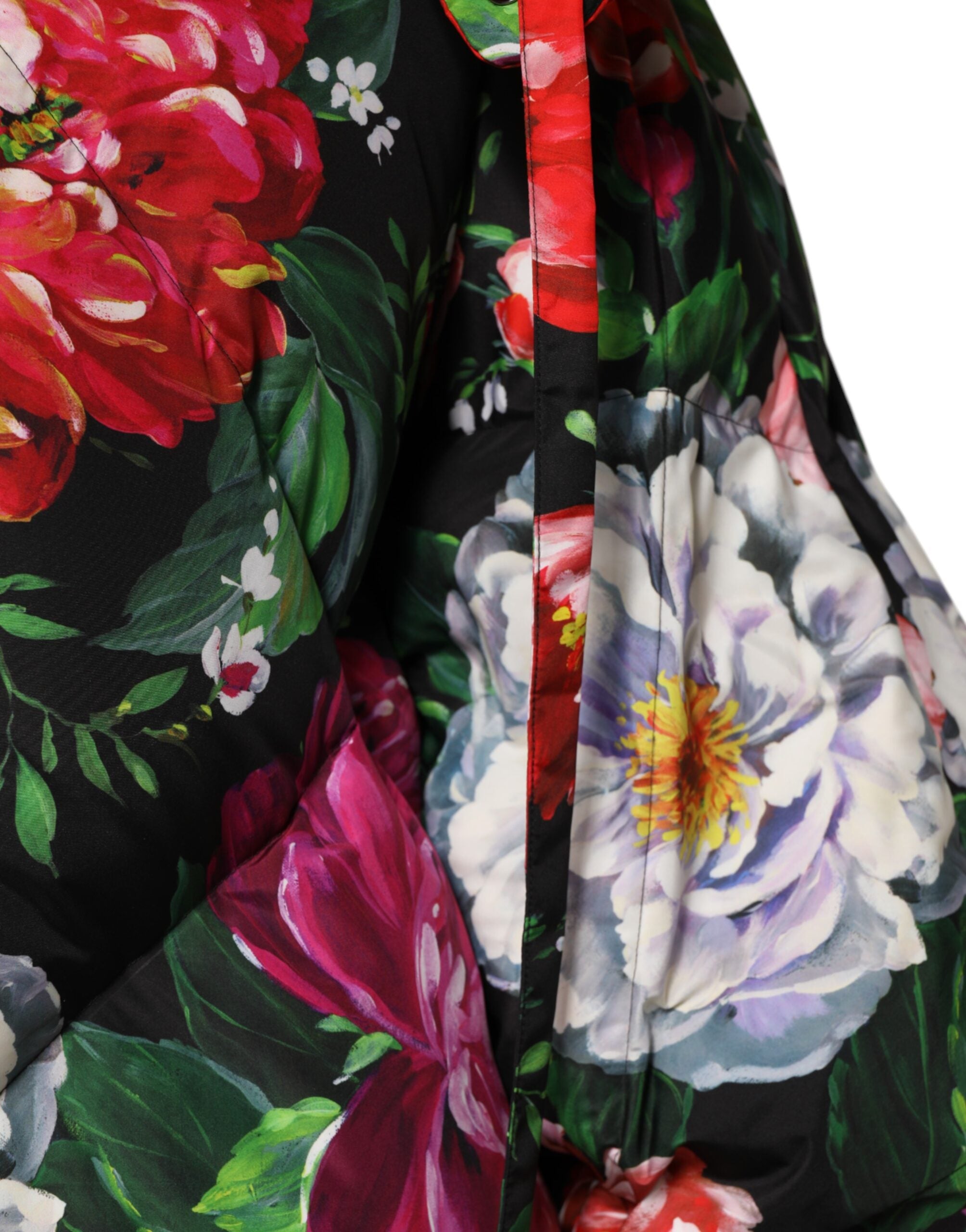 Dolce & Gabbana Multicolor Floral Hooded Puffer Coat Jacket Dolce & Gabbana