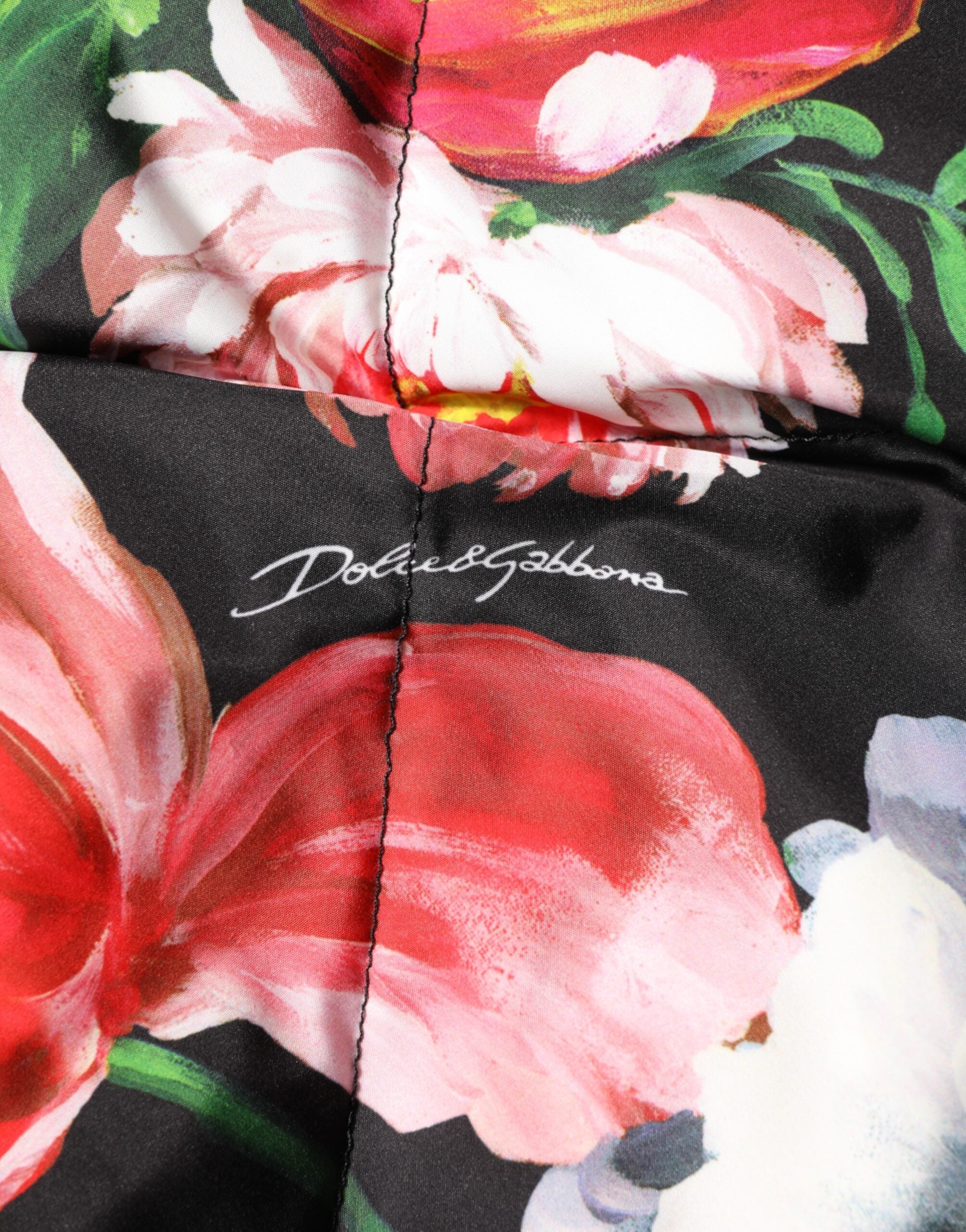 Dolce & Gabbana Multicolor Floral Hooded Puffer Coat Jacket Dolce & Gabbana