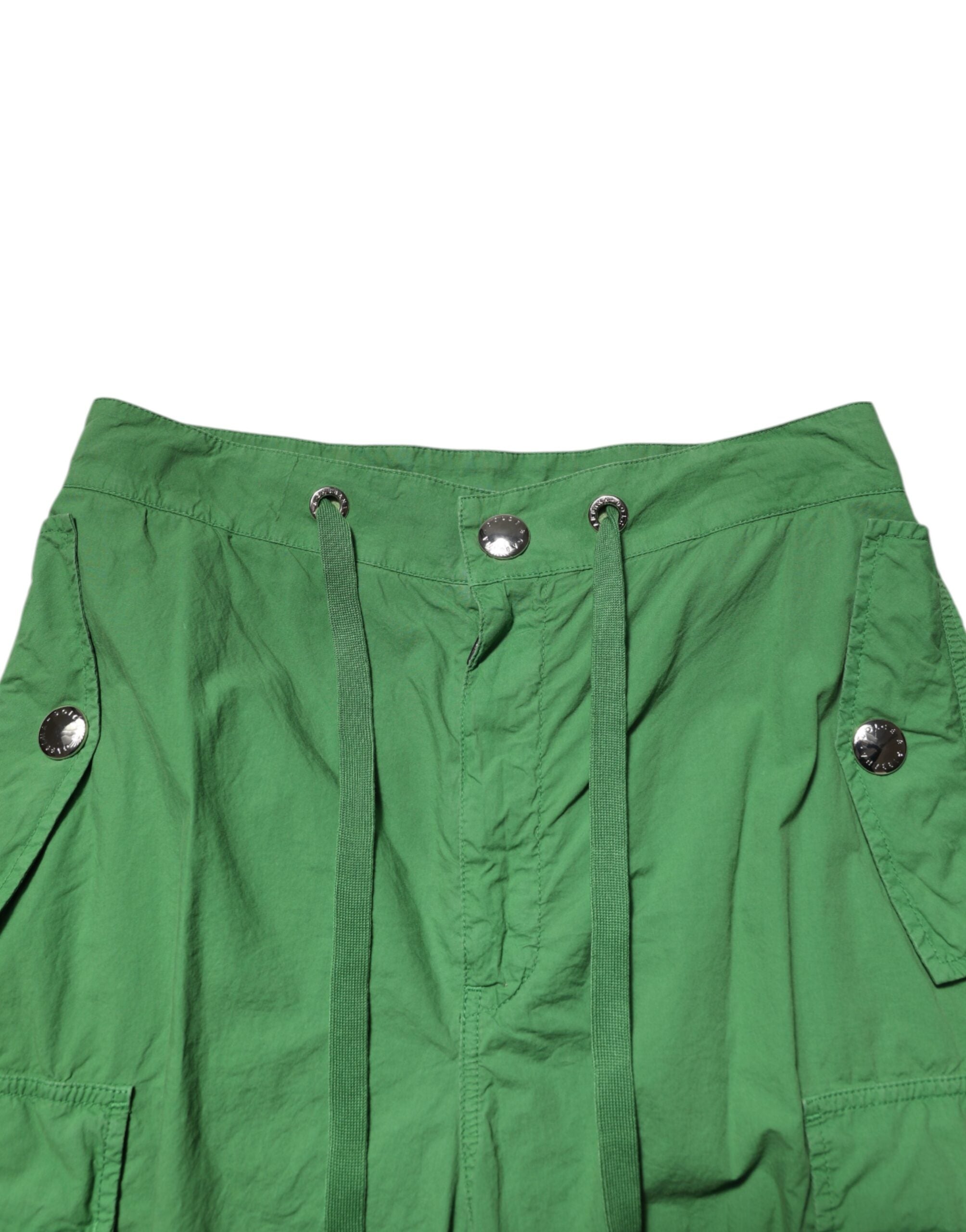 Dolce & Gabbana Green Cotton High Waist Cargo Trouser Pants Dolce & Gabbana