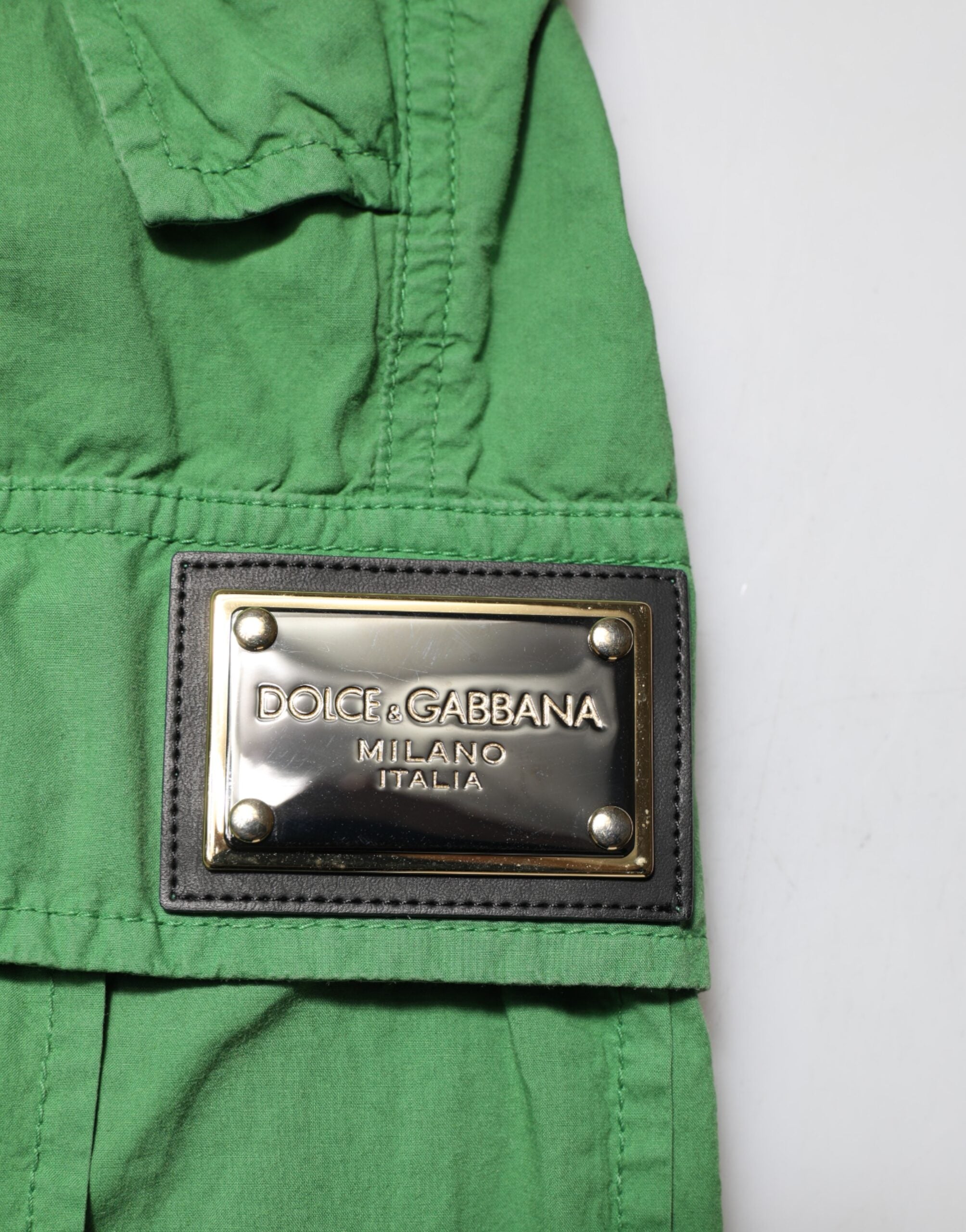 Dolce & Gabbana Green Cotton High Waist Cargo Trouser Pants Dolce & Gabbana
