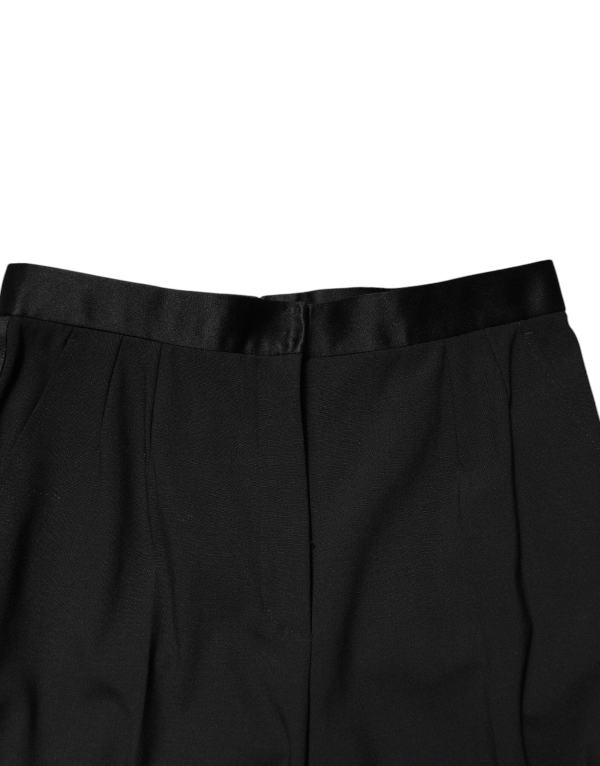 Dolce & Gabbana Black Wool HighWaist Tapered Trouser Pants Dolce & Gabbana