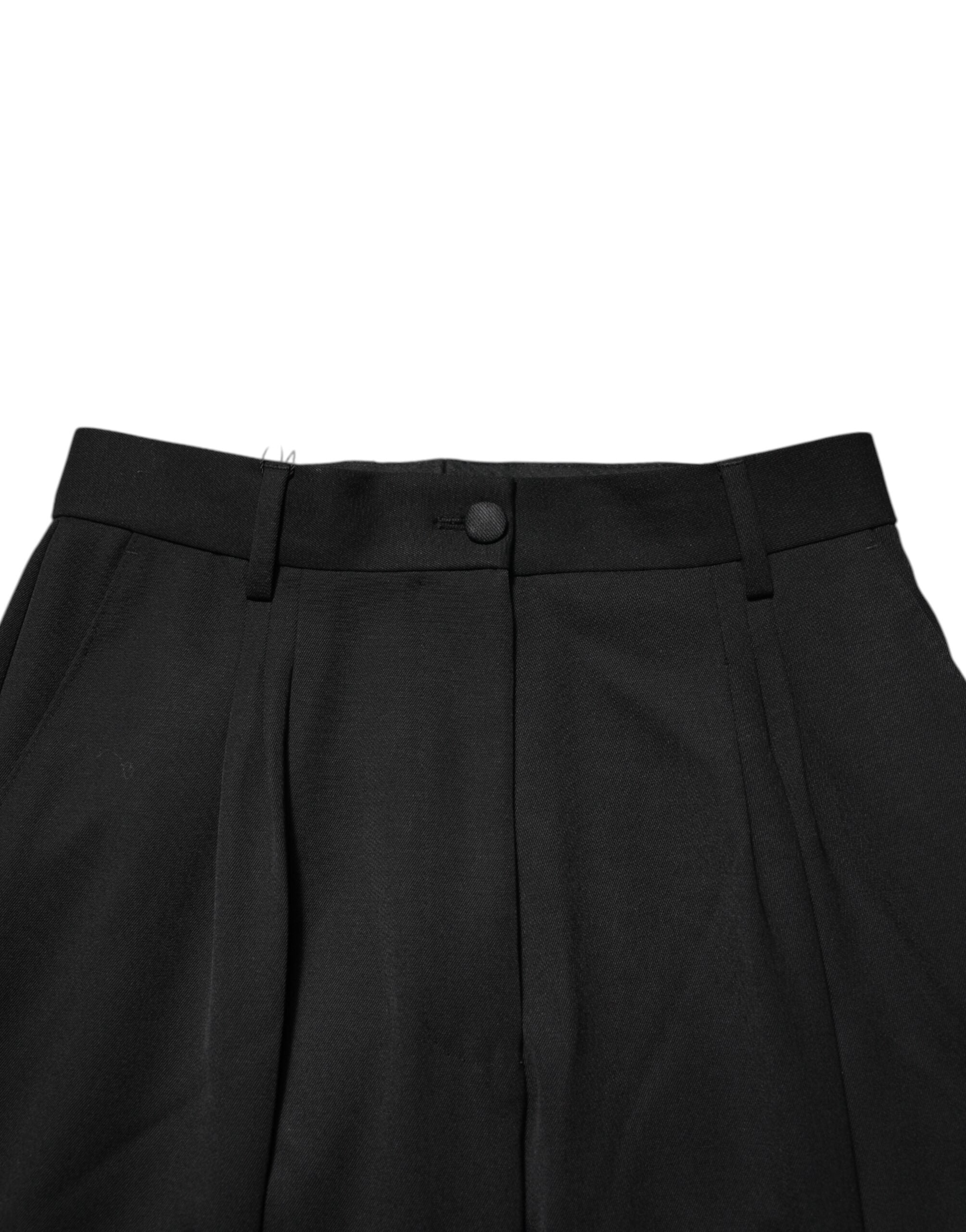 Dolce & Gabbana Black Zip Detailed Wool Straight Leg Pants Dolce & Gabbana