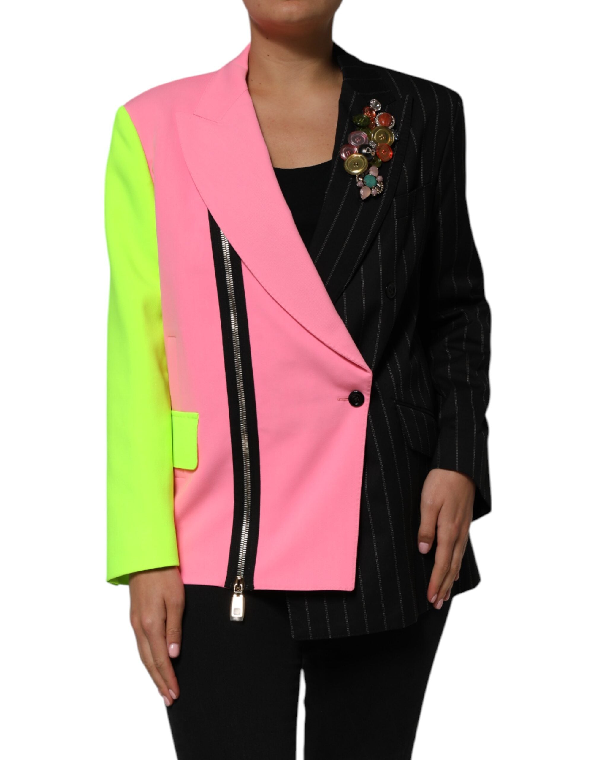 Dolce & Gabbana Multicolor Patchwork Embellished Coat Jacket Dolce & Gabbana