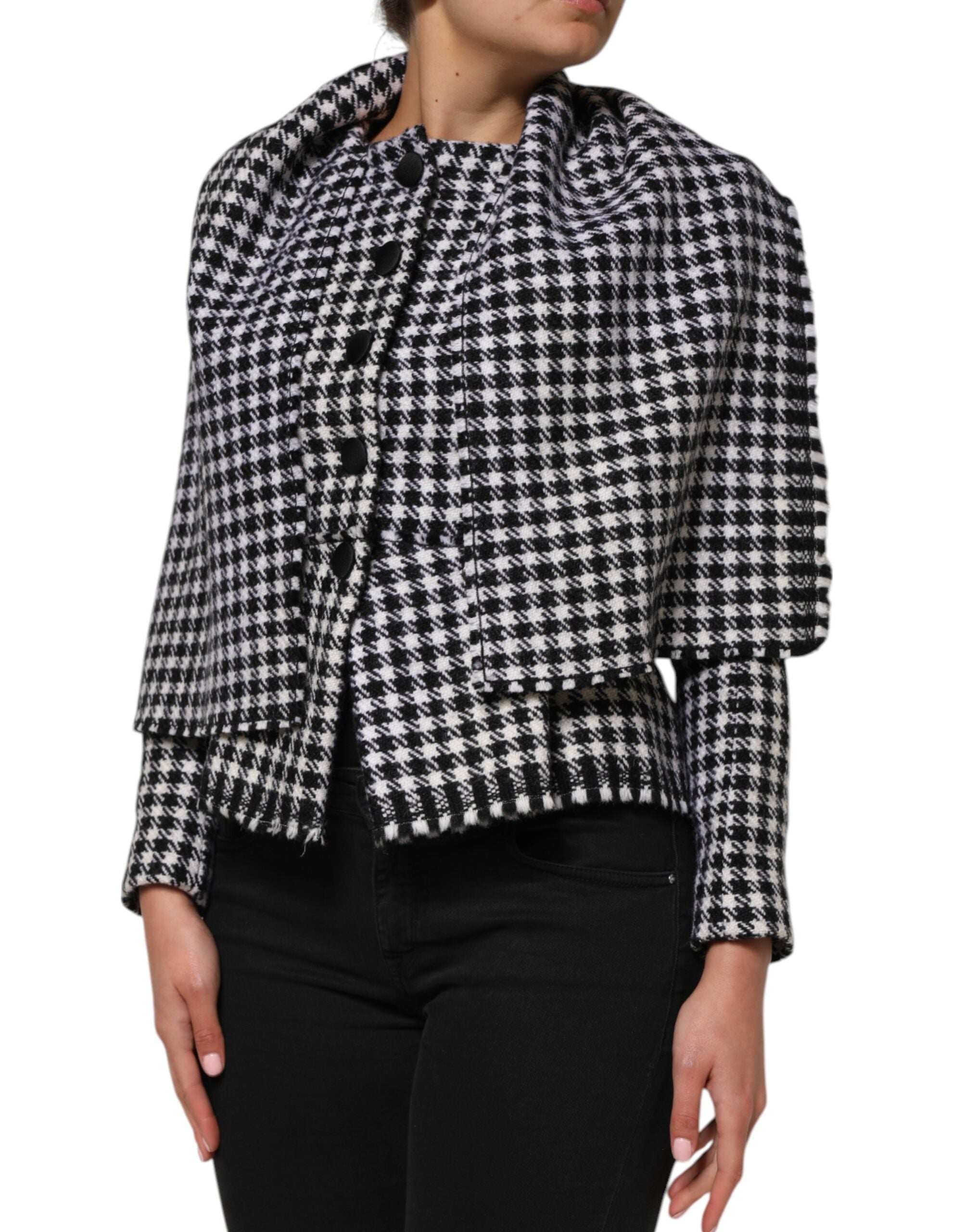 Dolce & Gabbana Multicolor Wool Monochrome Patterned Jacket Dolce & Gabbana