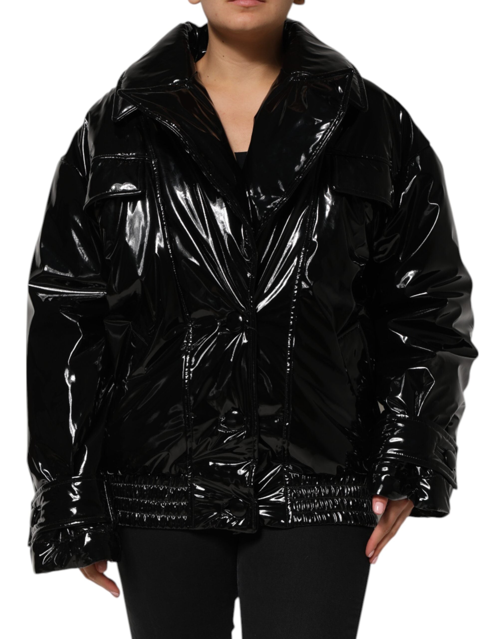 Dolce & Gabbana Black Polyester Quilted Puffer Coat Jacket Dolce & Gabbana