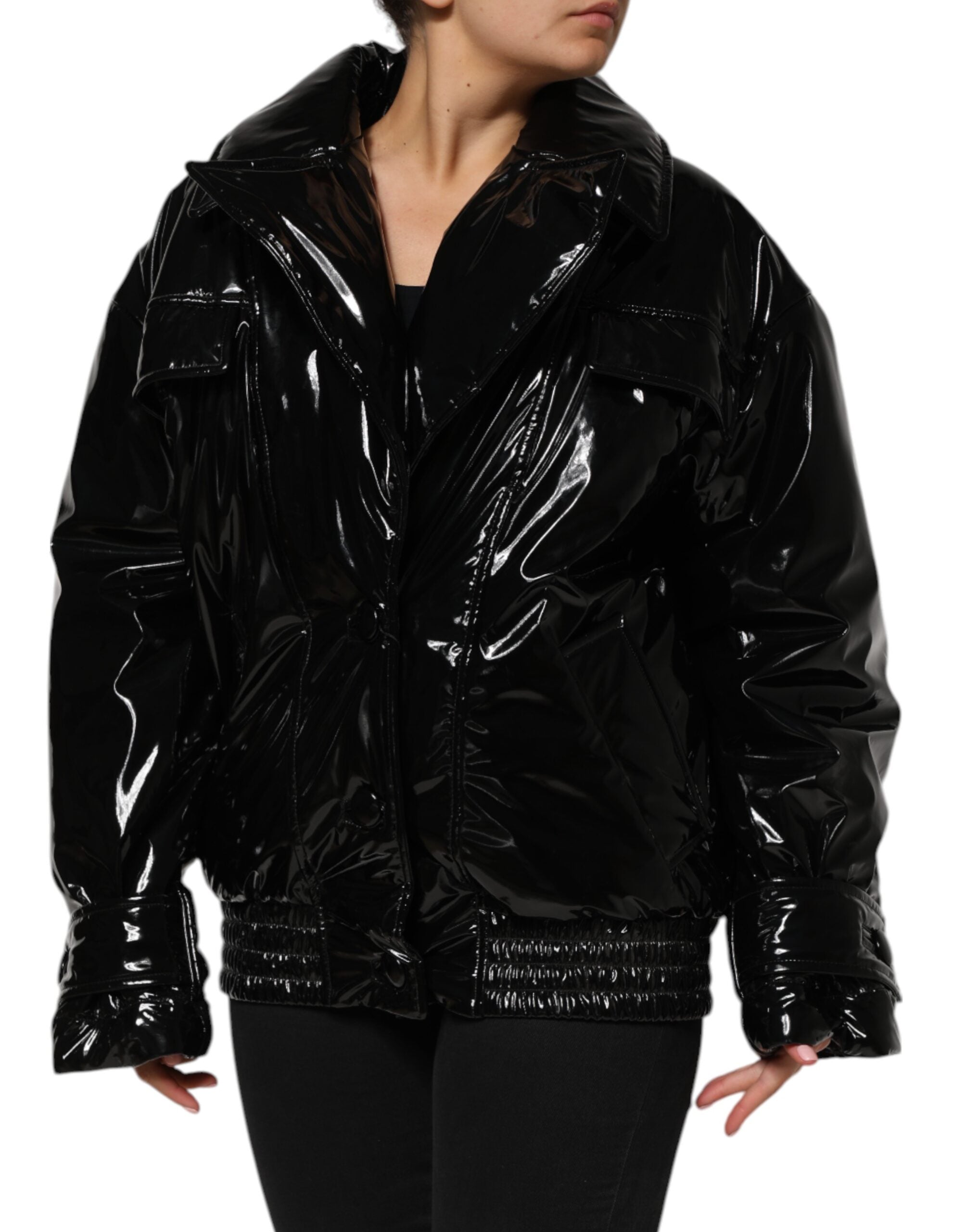 Dolce & Gabbana Black Polyester Quilted Puffer Coat Jacket Dolce & Gabbana