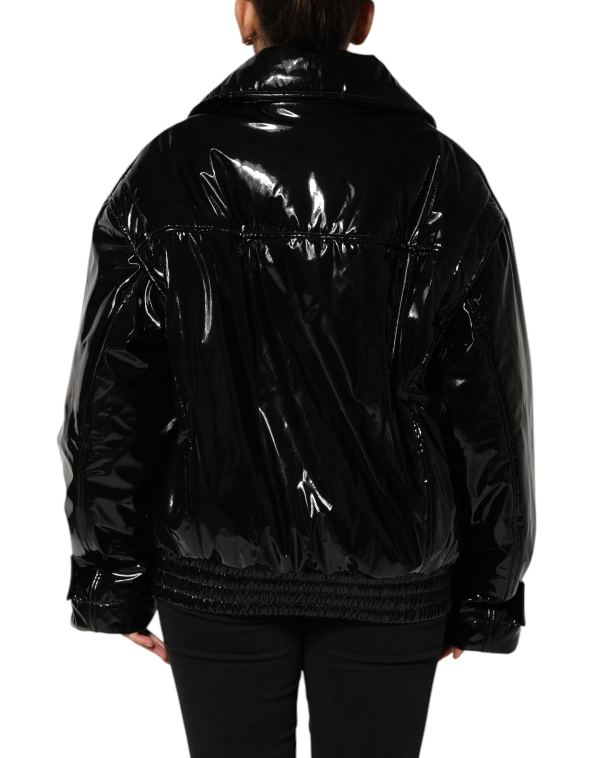 Dolce & Gabbana Black Polyester Quilted Puffer Coat Jacket Dolce & Gabbana