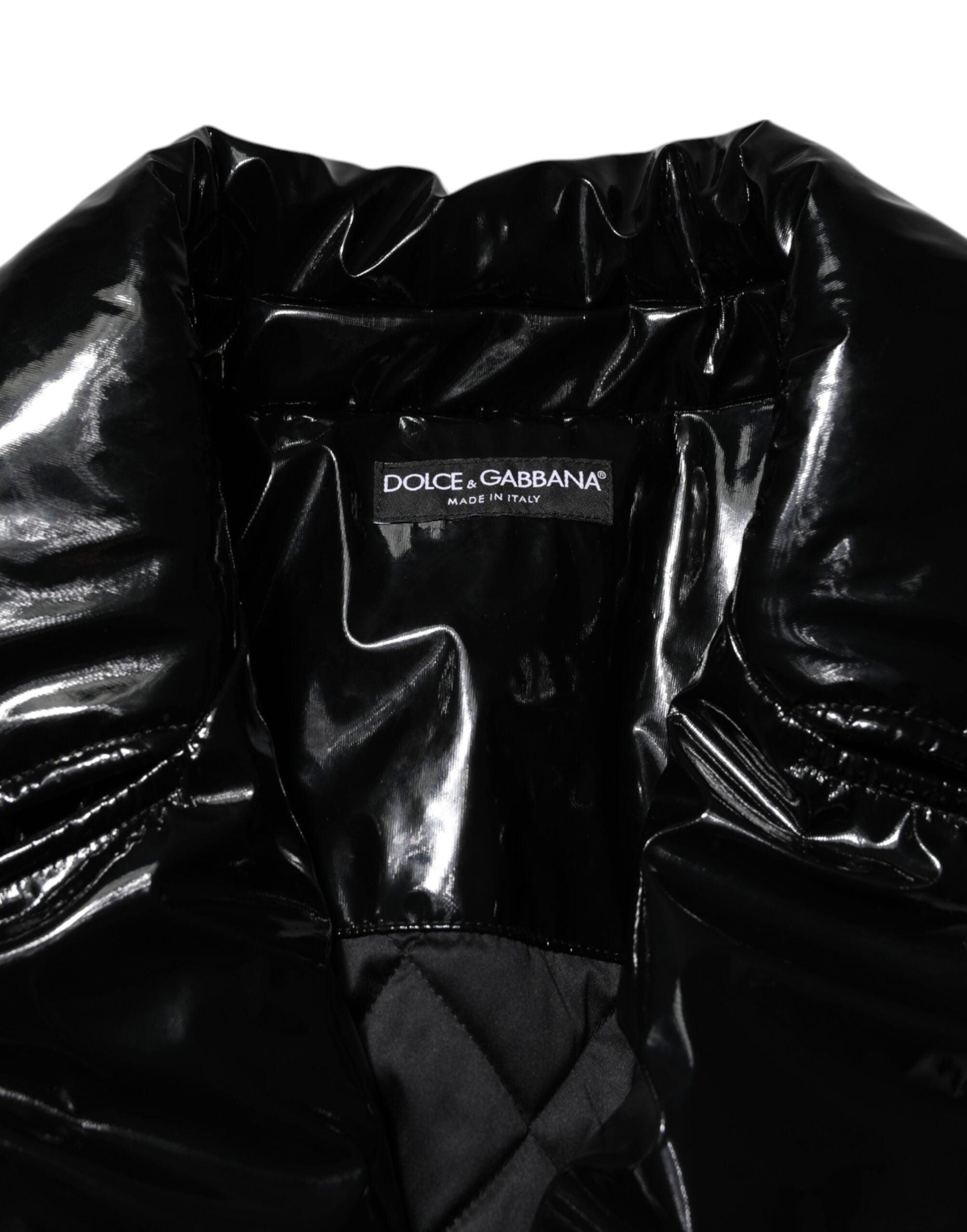 Dolce & Gabbana Black Polyester Quilted Puffer Coat Jacket Dolce & Gabbana
