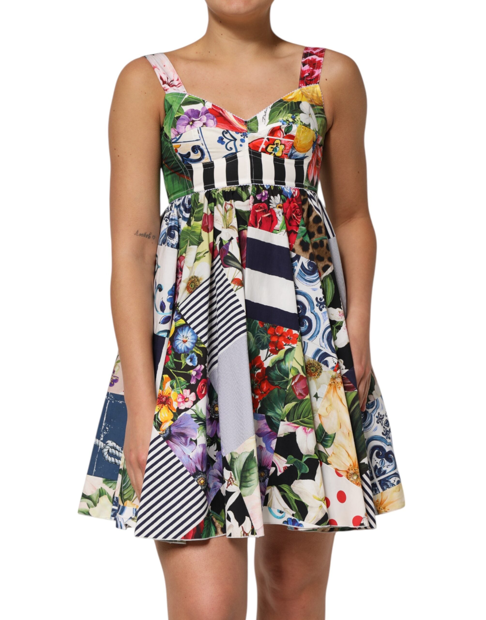 Dolce & Gabbana Multicolor Patchwork Cotton AlineMini Dress Dolce & Gabbana