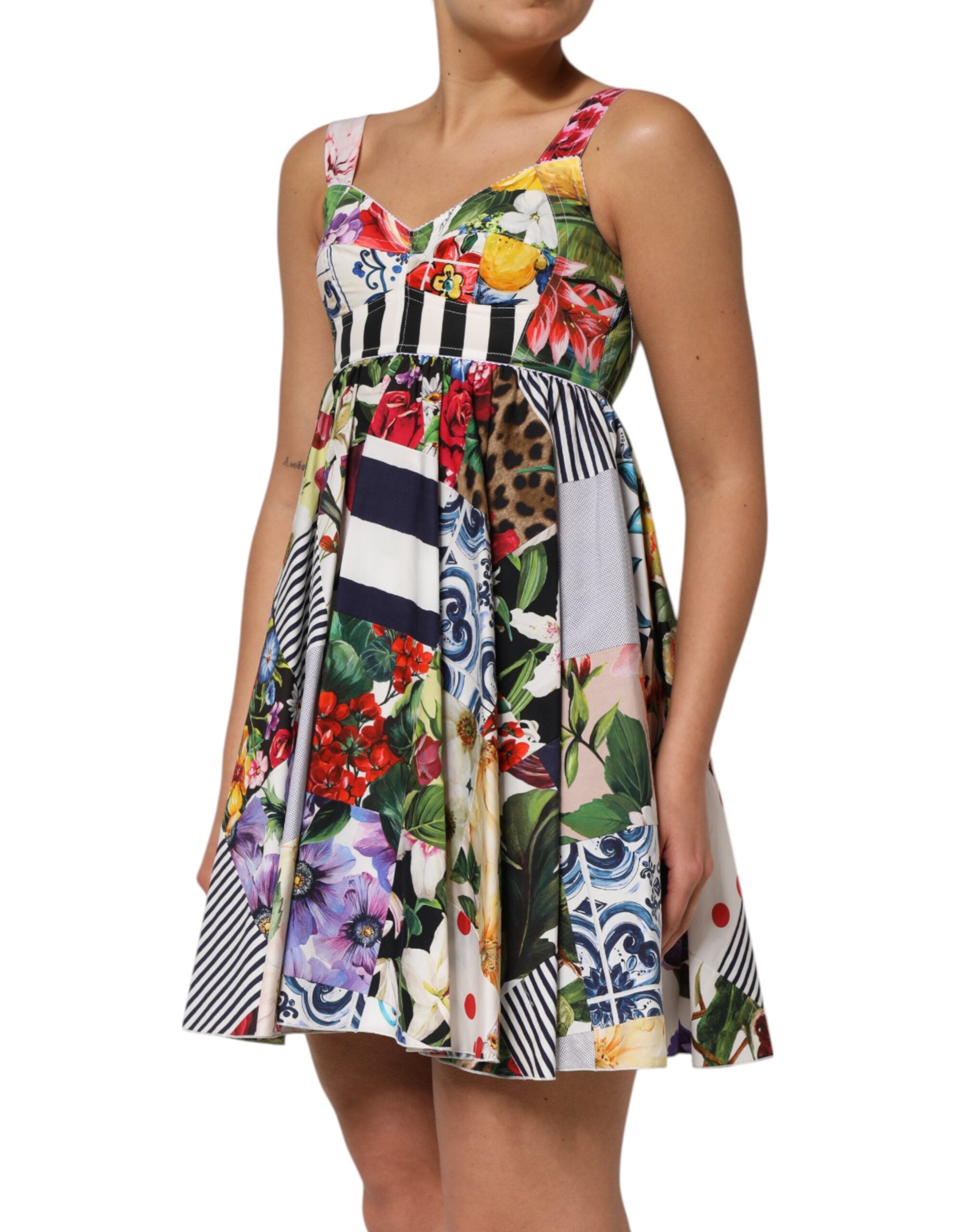Dolce & Gabbana Multicolor Patchwork Cotton AlineMini Dress Dolce & Gabbana