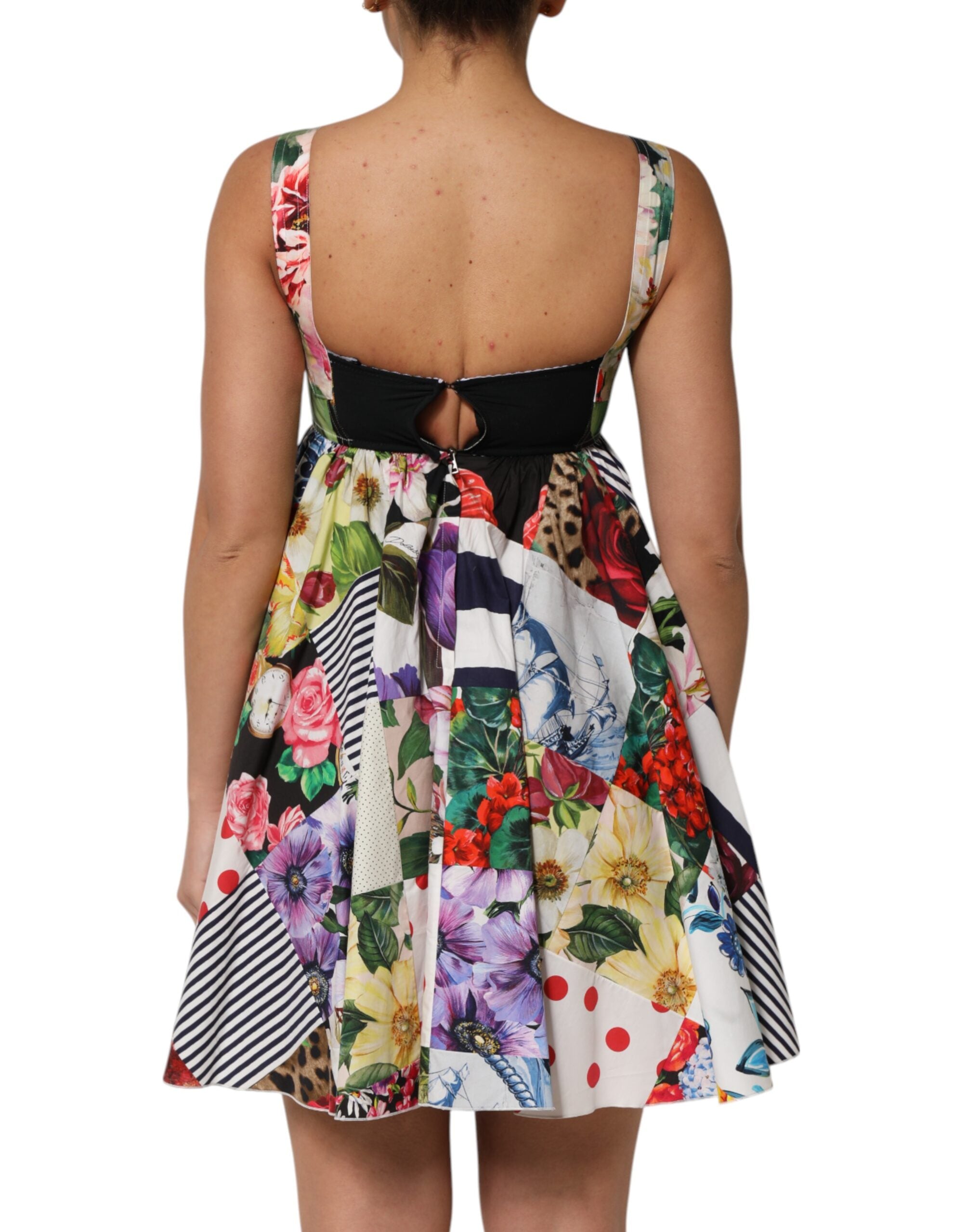 Dolce & Gabbana Multicolor Patchwork Cotton AlineMini Dress Dolce & Gabbana