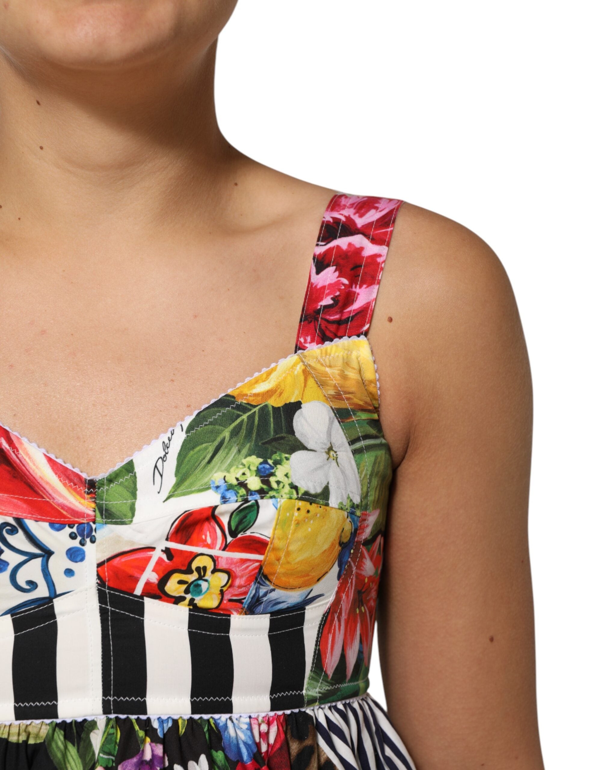 Dolce & Gabbana Multicolor Patchwork Cotton AlineMini Dress Dolce & Gabbana