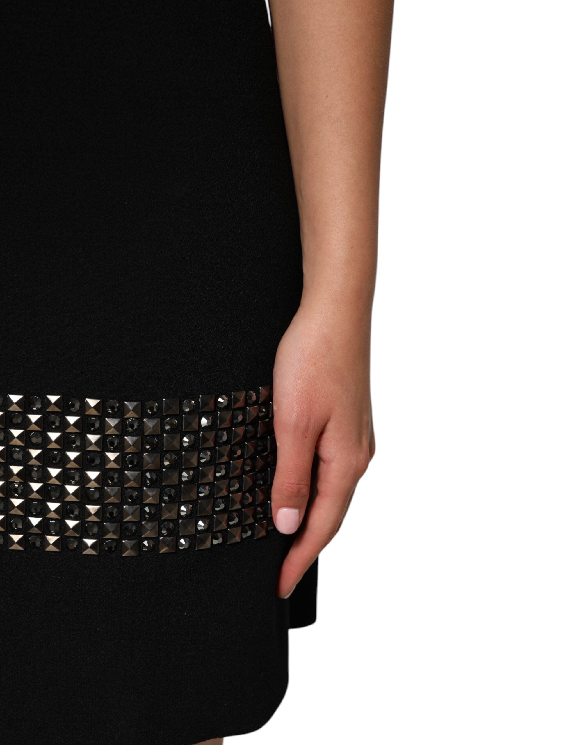 Dolce & Gabbana Black Crystal Embellished Collared Mini Dress Dolce & Gabbana