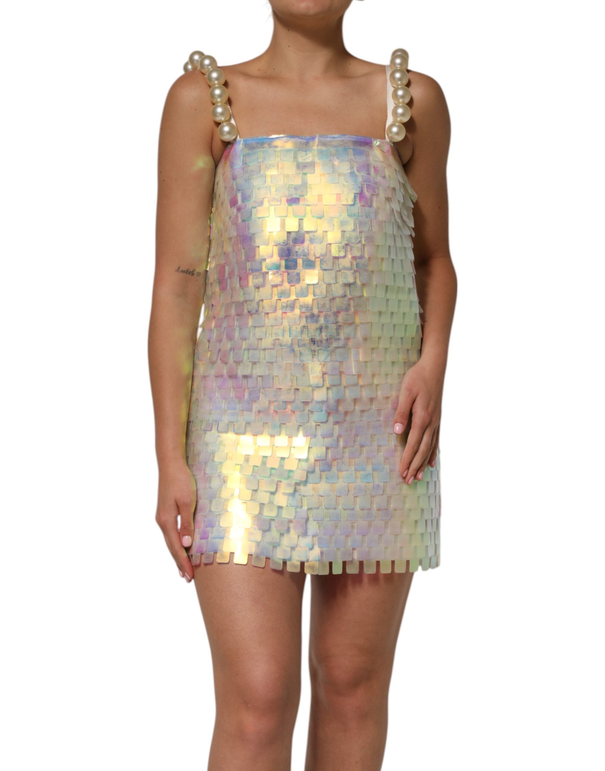 Dolce & Gabbana Multicolor Sequin Holographic Mini  Dress Dolce & Gabbana