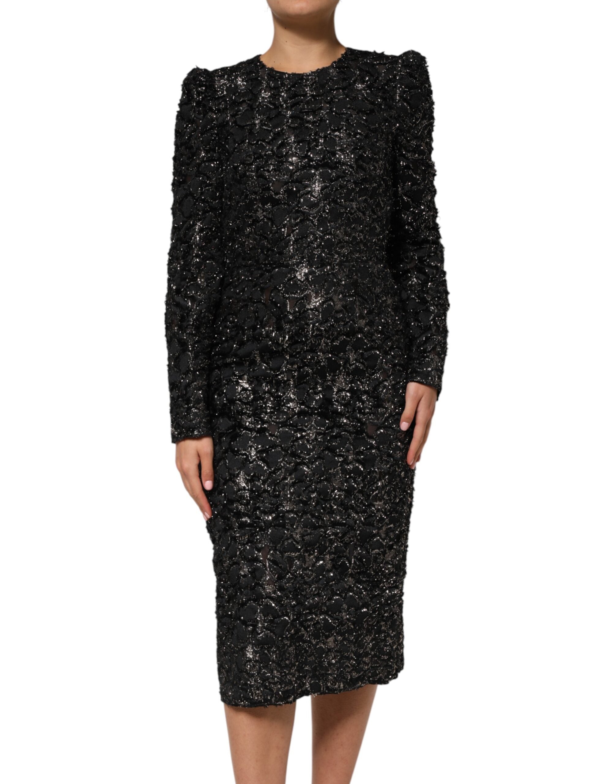 Dolce & Gabbana Black Sequin Bouclé Tweed Sheath Dress Dolce & Gabbana