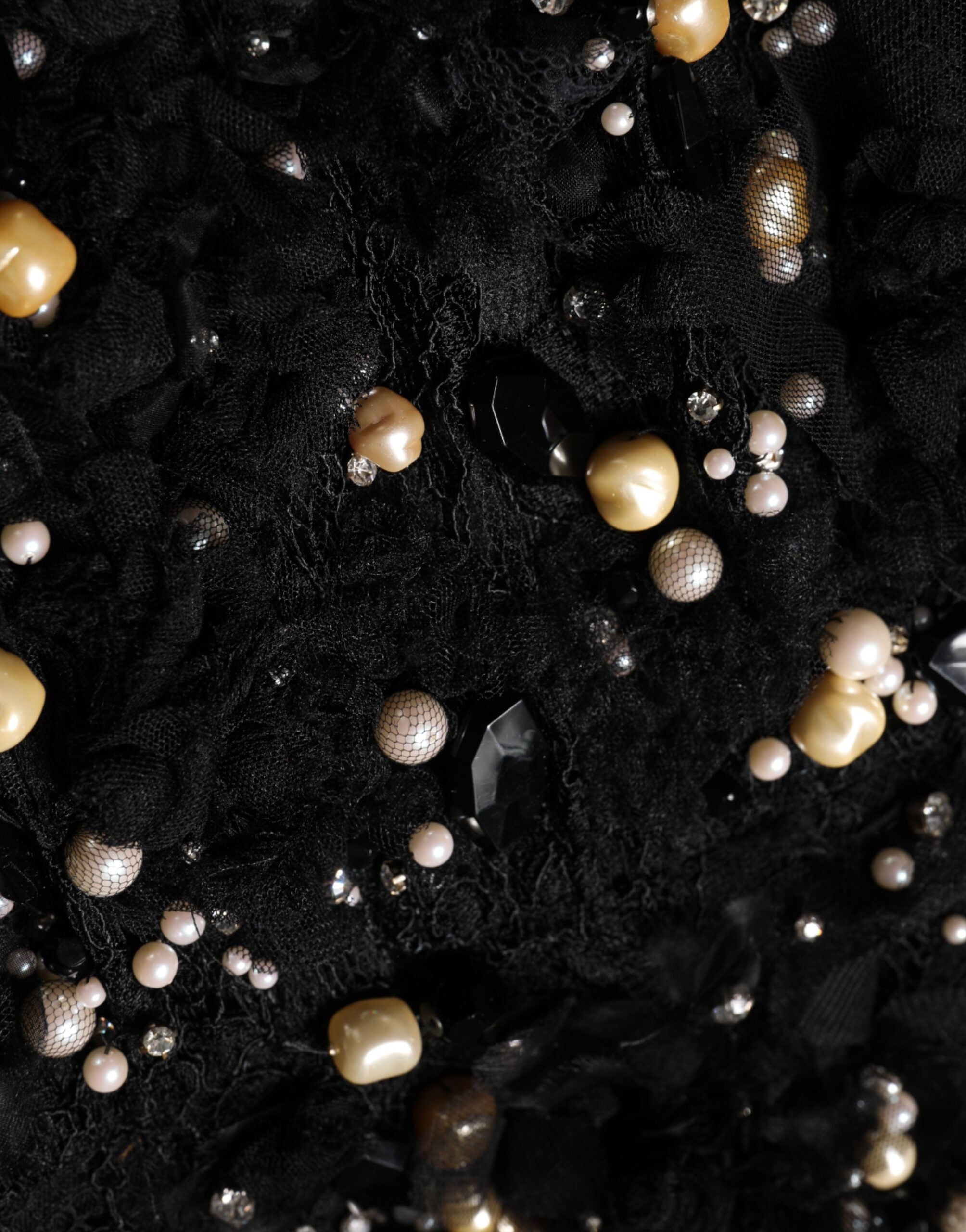 Dolce & Gabbana Black Viscose Pearl Embellishment Shift Dress Dolce & Gabbana