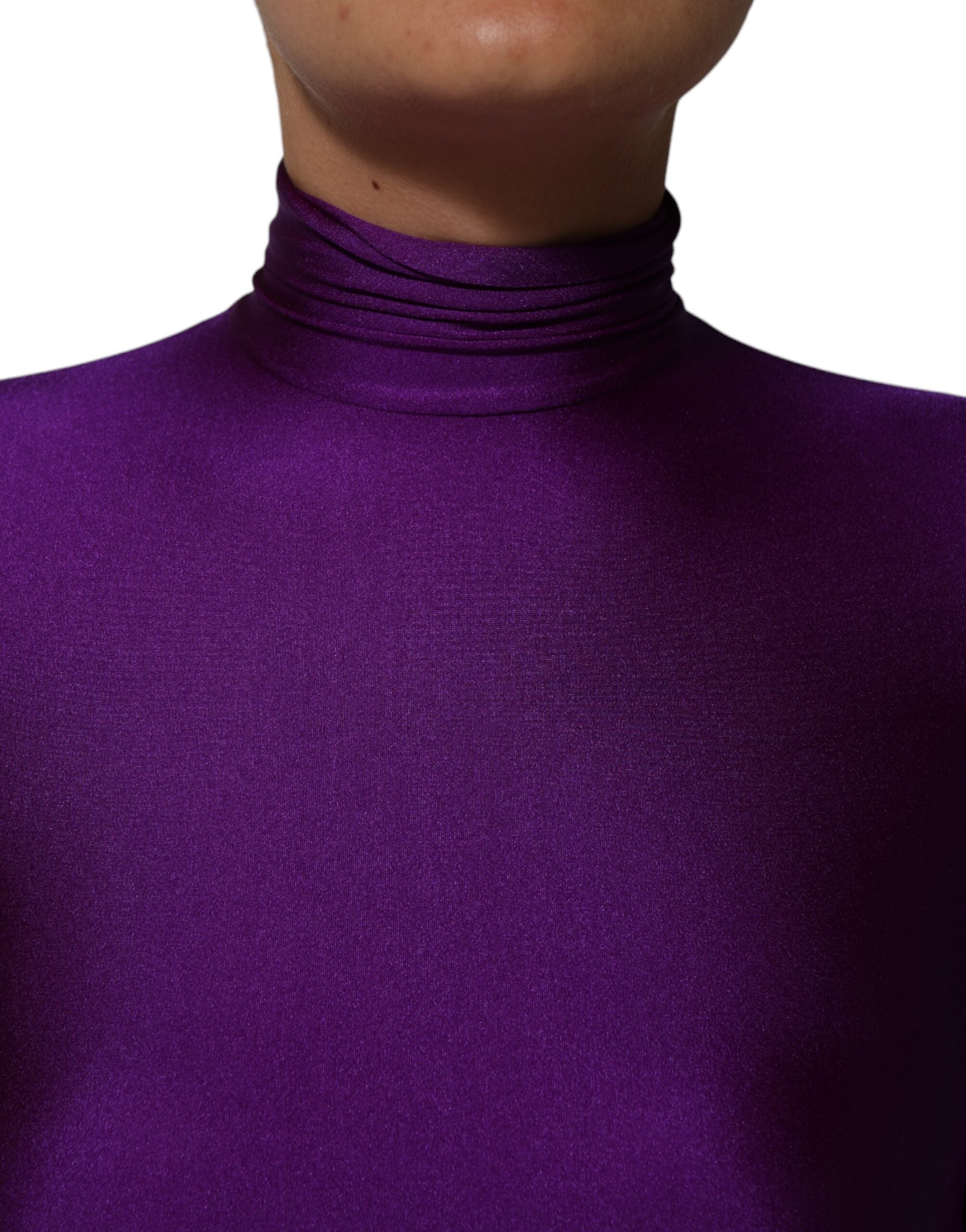Dolce & Gabbana Purple Nylon Turtleneck Bodycon Jumpsuit Dress Dolce & Gabbana