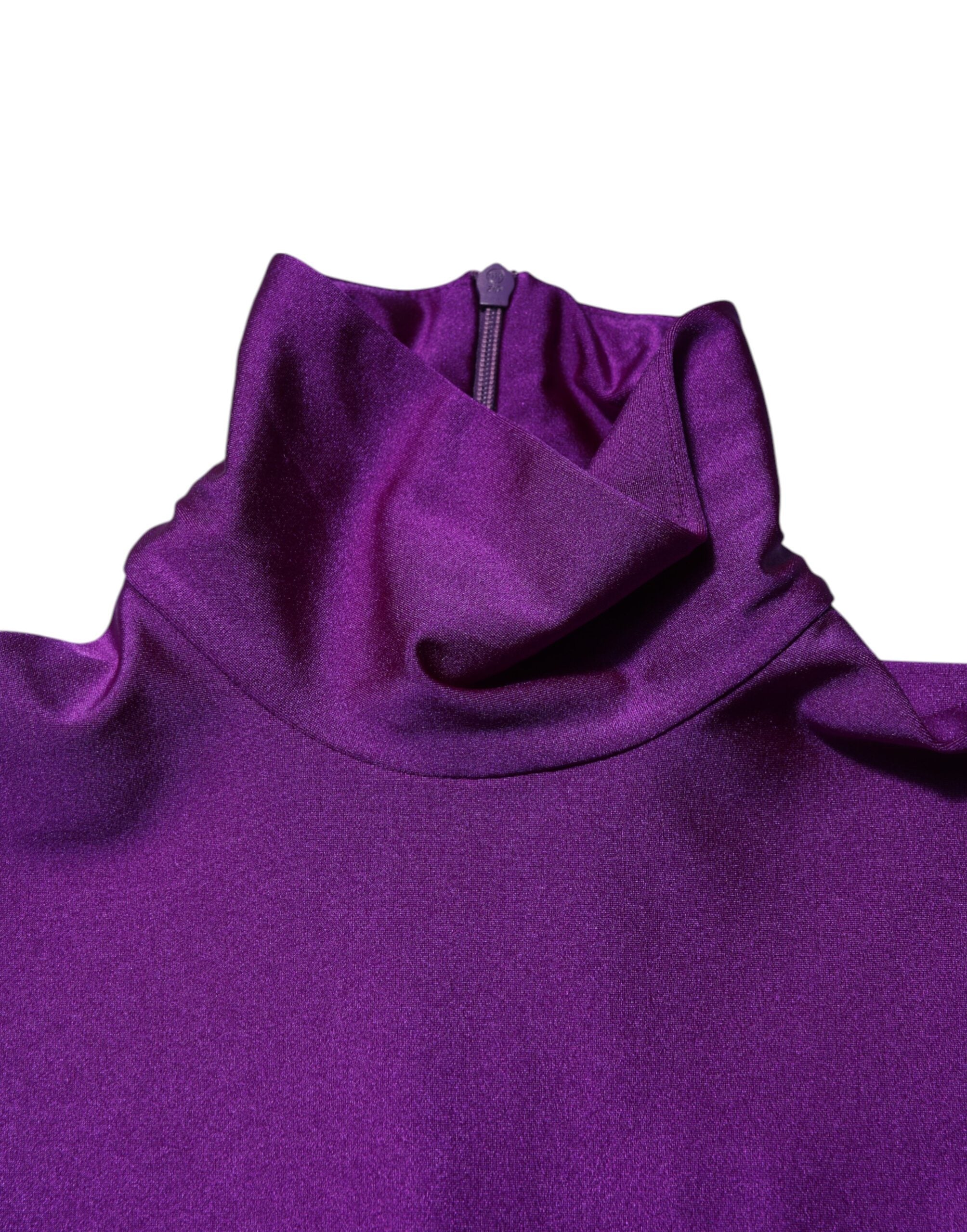 Dolce & Gabbana Purple Nylon Turtleneck Bodycon Jumpsuit Dress Dolce & Gabbana
