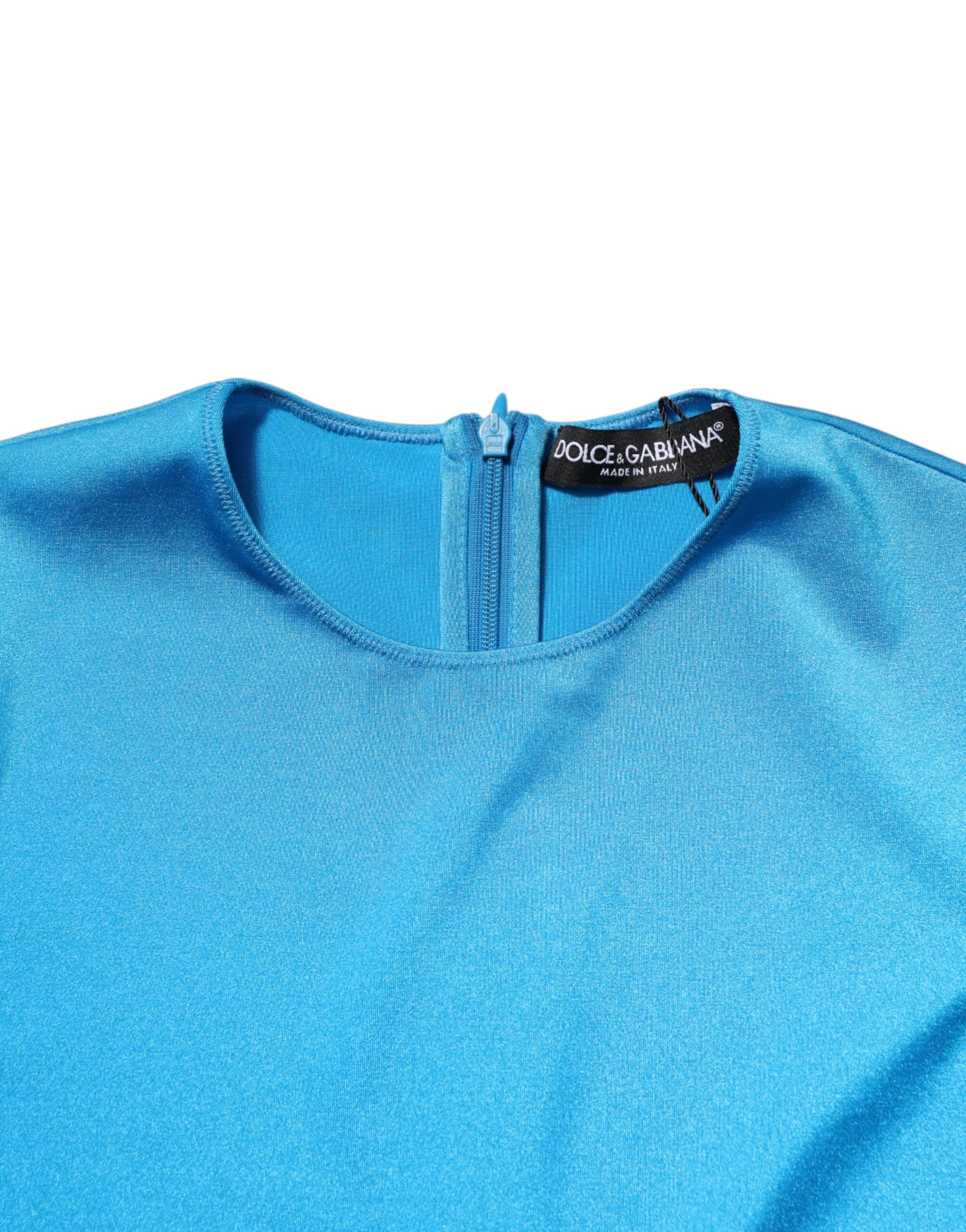 Dolce & Gabbana Blue Nylon Crew Neck Bodycon Jumpsuit Dress Dolce & Gabbana