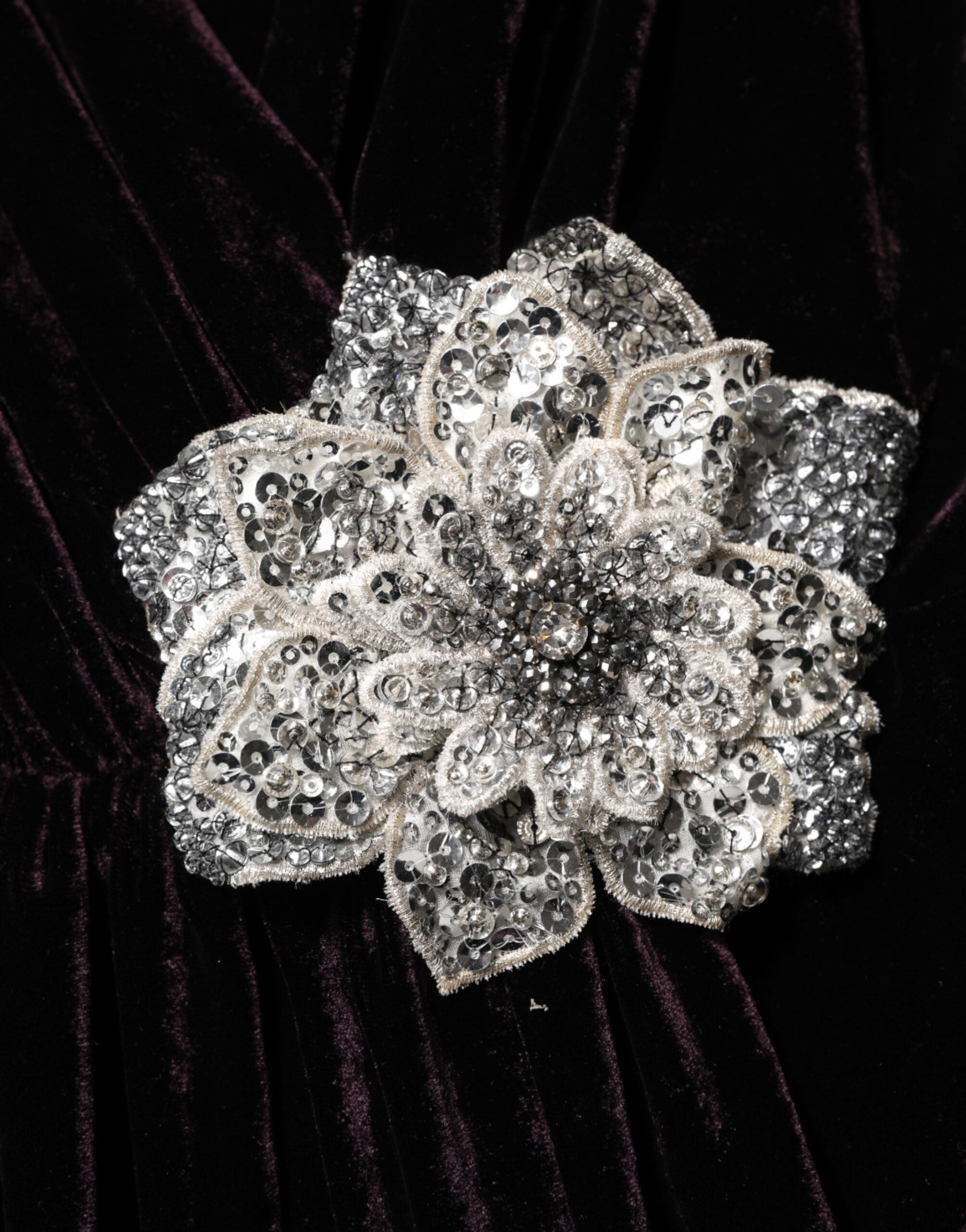 Dolce & Gabbana Black Velvet Flower Embellishment Aline Dress Dolce & Gabbana