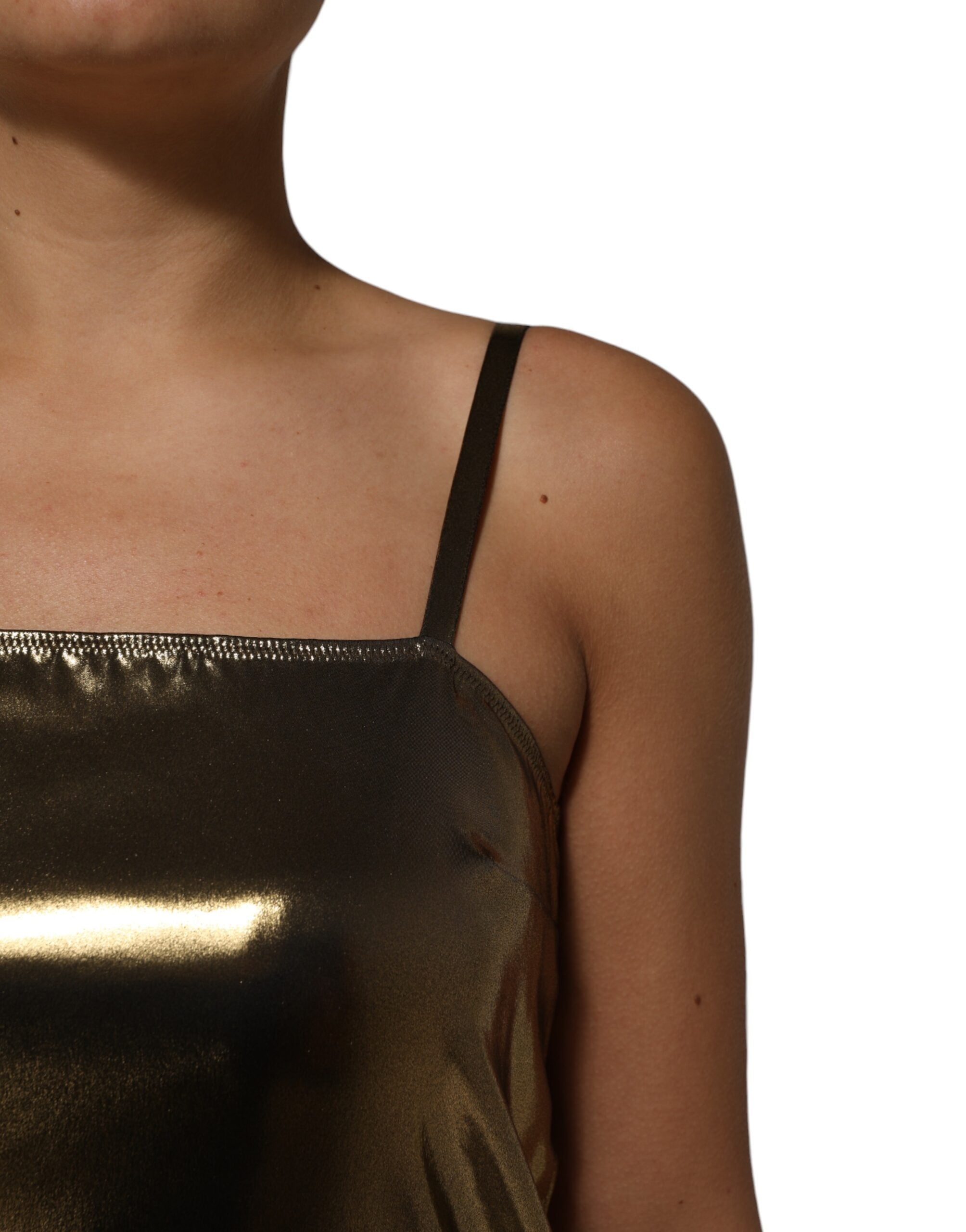 Dolce & Gabbana Metallic Gold Sleeveless A-line Mini Dress Dolce & Gabbana