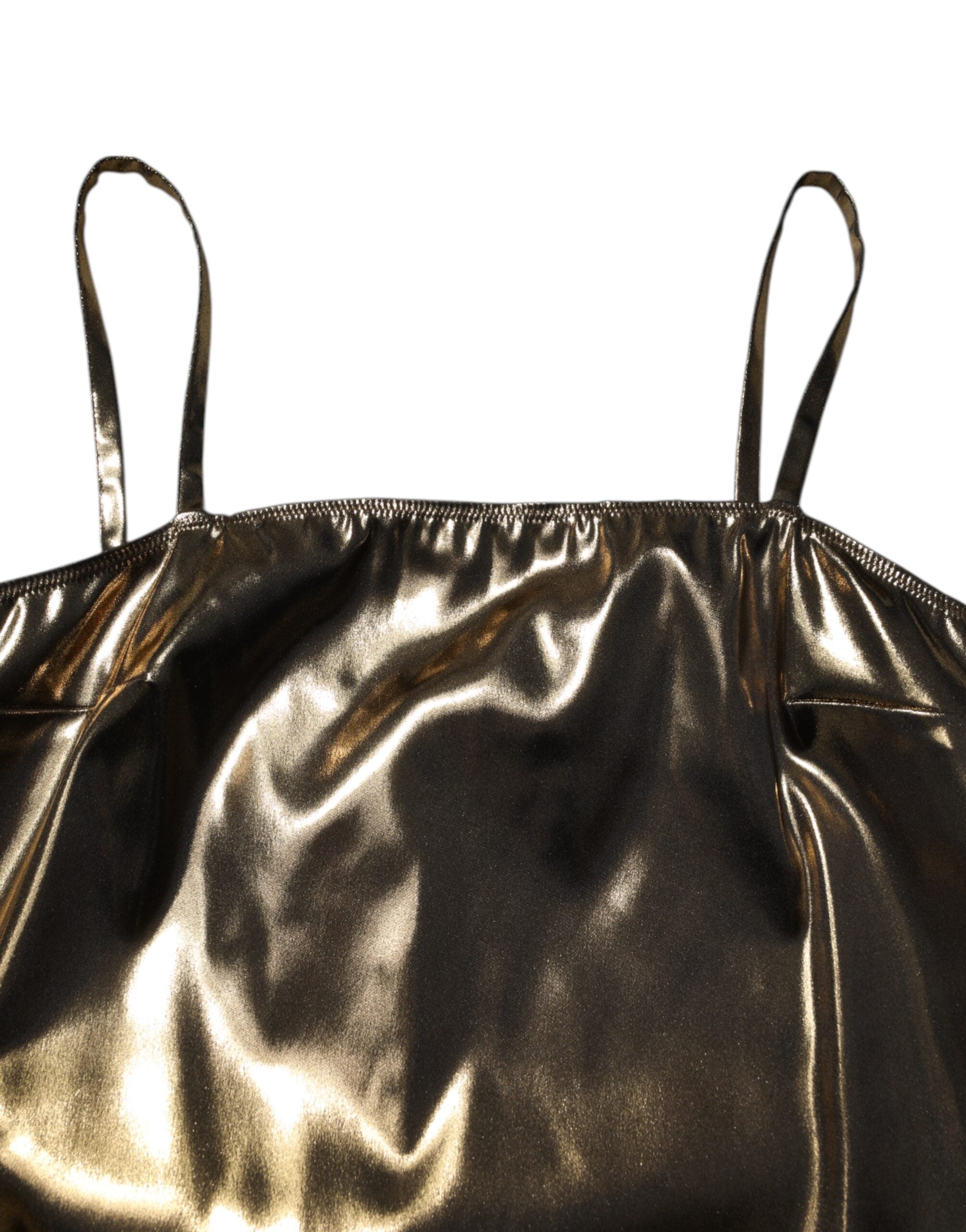 Dolce & Gabbana Metallic Gold Sleeveless A-line Mini Dress Dolce & Gabbana