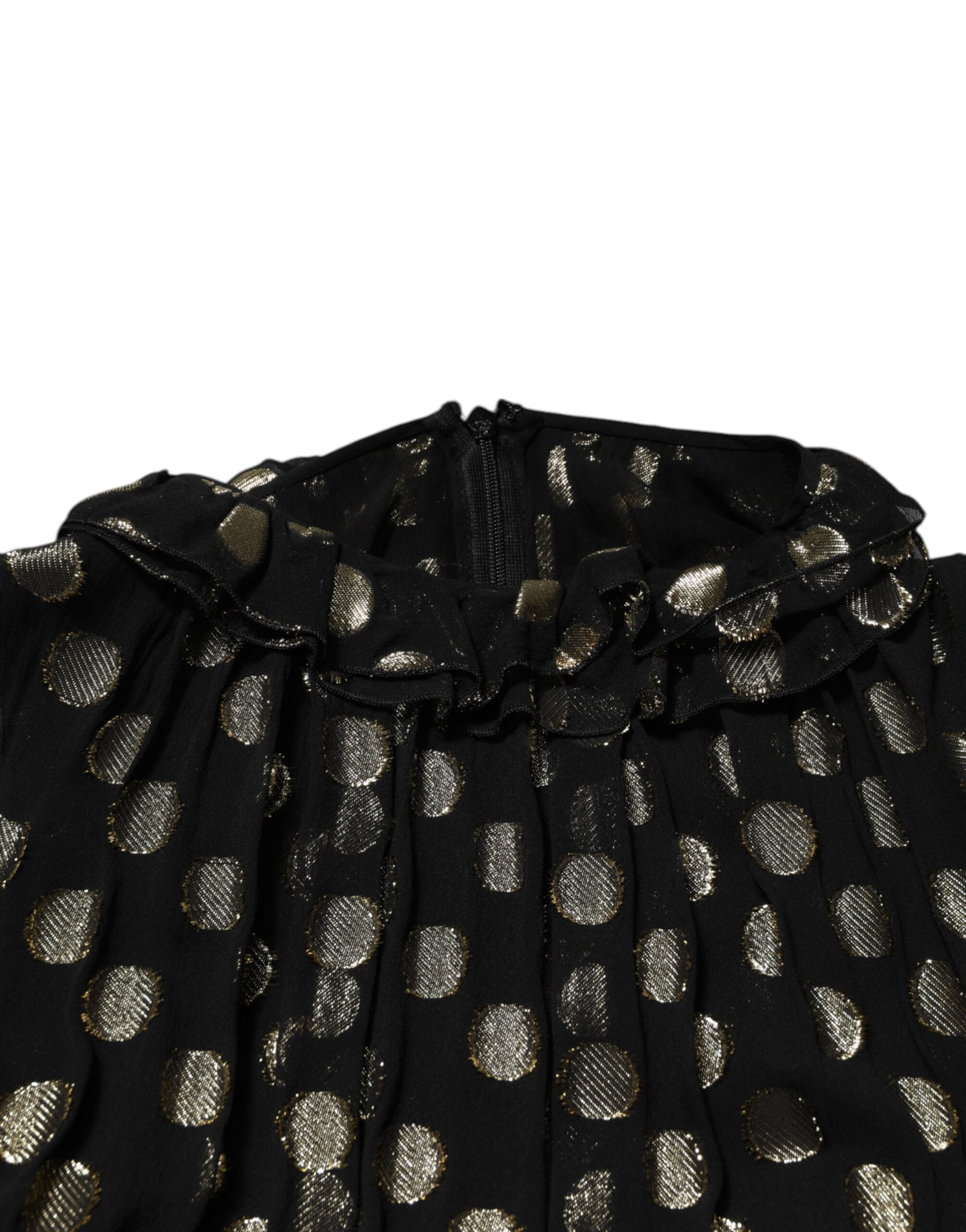 Dolce & Gabbana Black Gold Polka Dot Silk Brocade Mini Dress Dolce & Gabbana