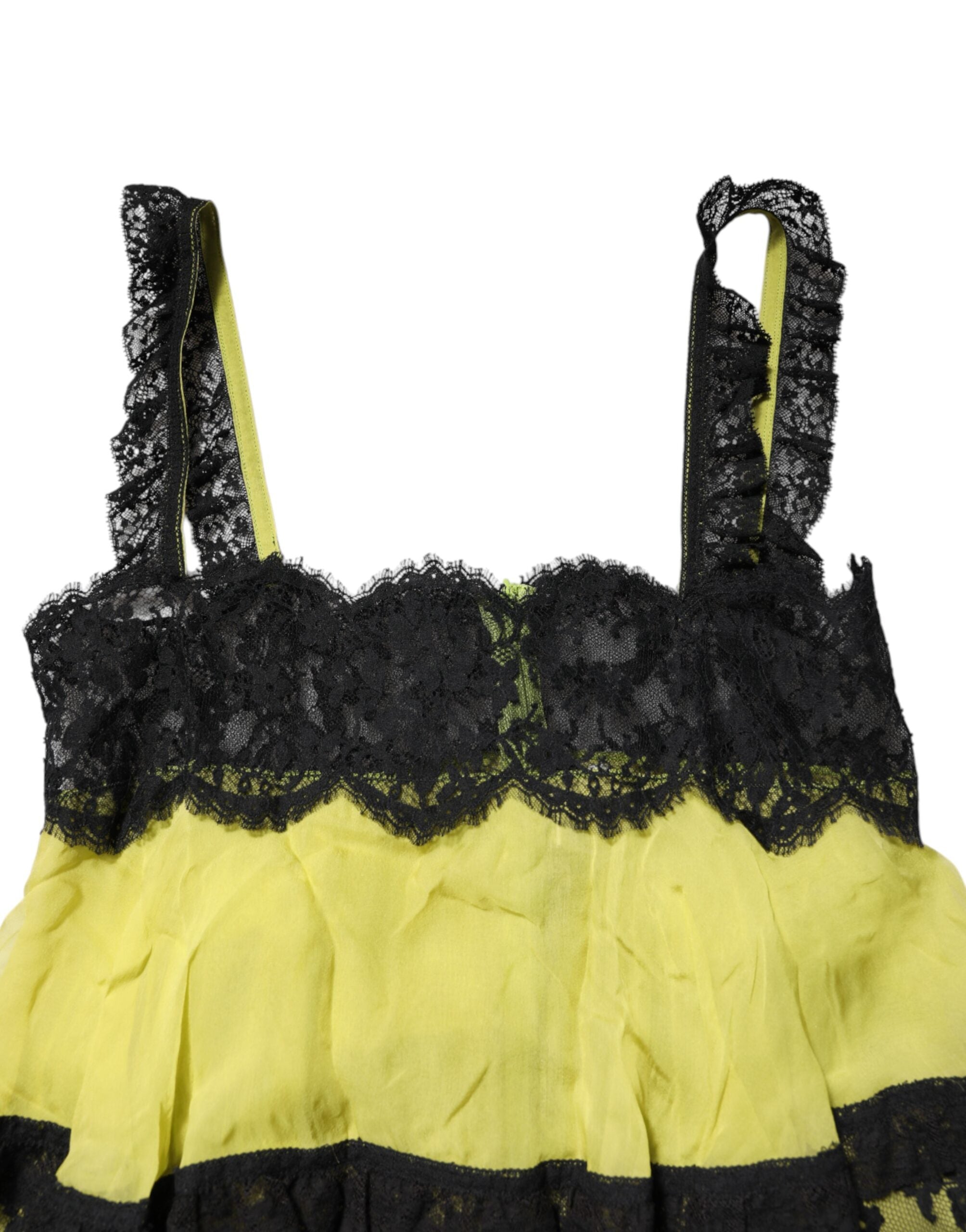 Dolce & Gabbana Yellow Black Babydoll Chemise Lingerie Dress Dolce & Gabbana