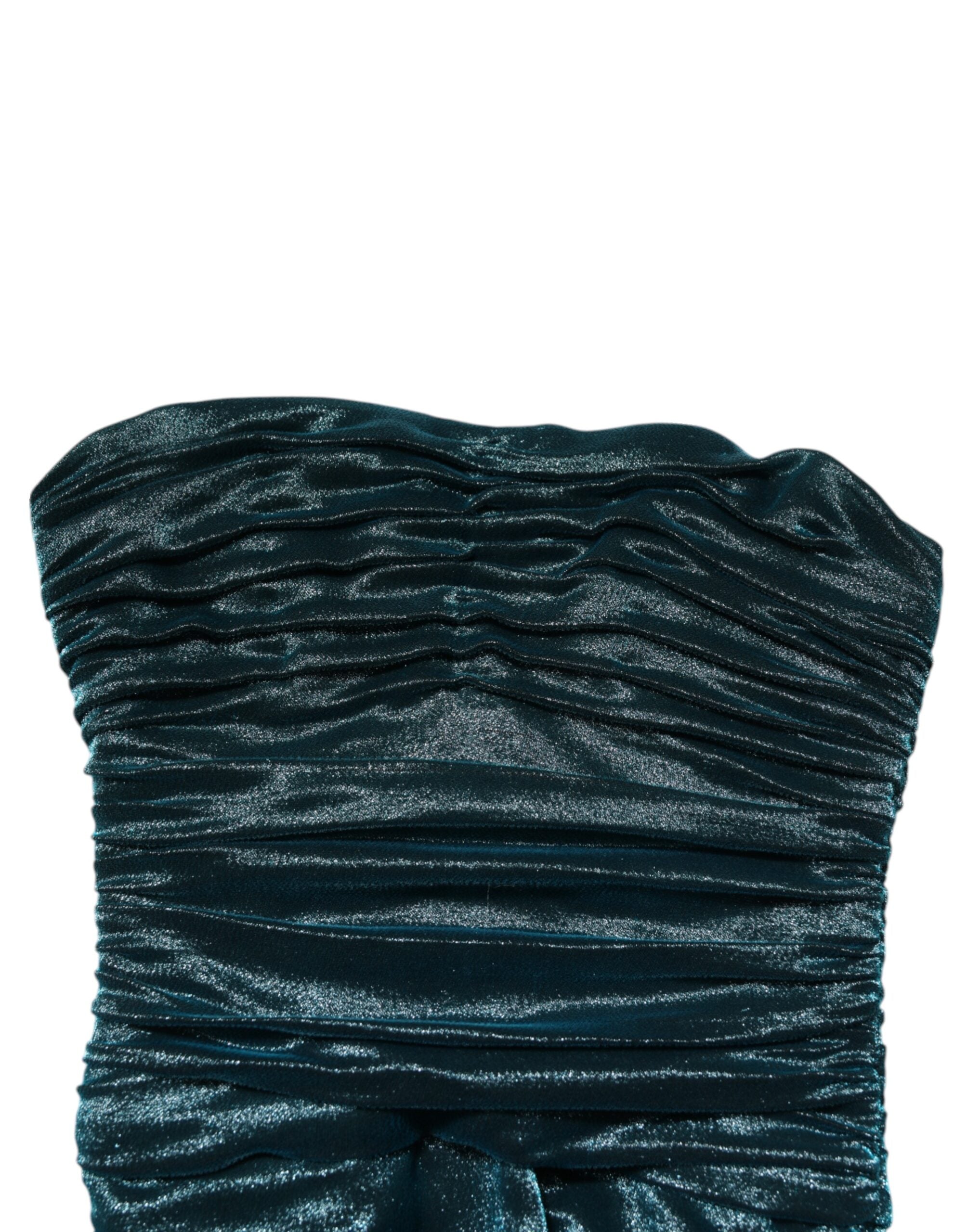 Dolce & Gabbana Green Silk Satin Fitted Strapless Dress Dolce & Gabbana