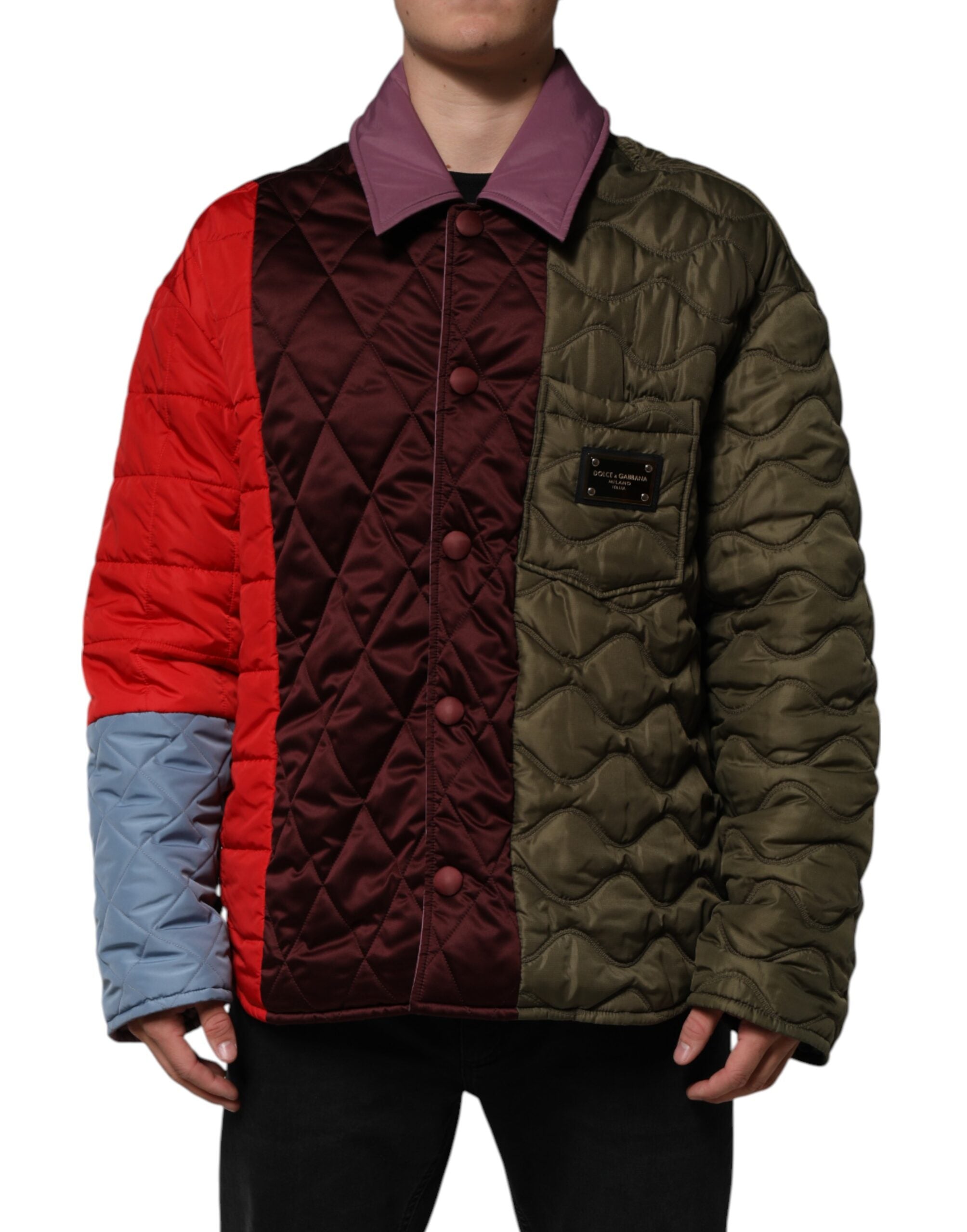 Dolce & Gabbana Multicolor Patchwork PolyesterQuilted Jacket Dolce & Gabbana