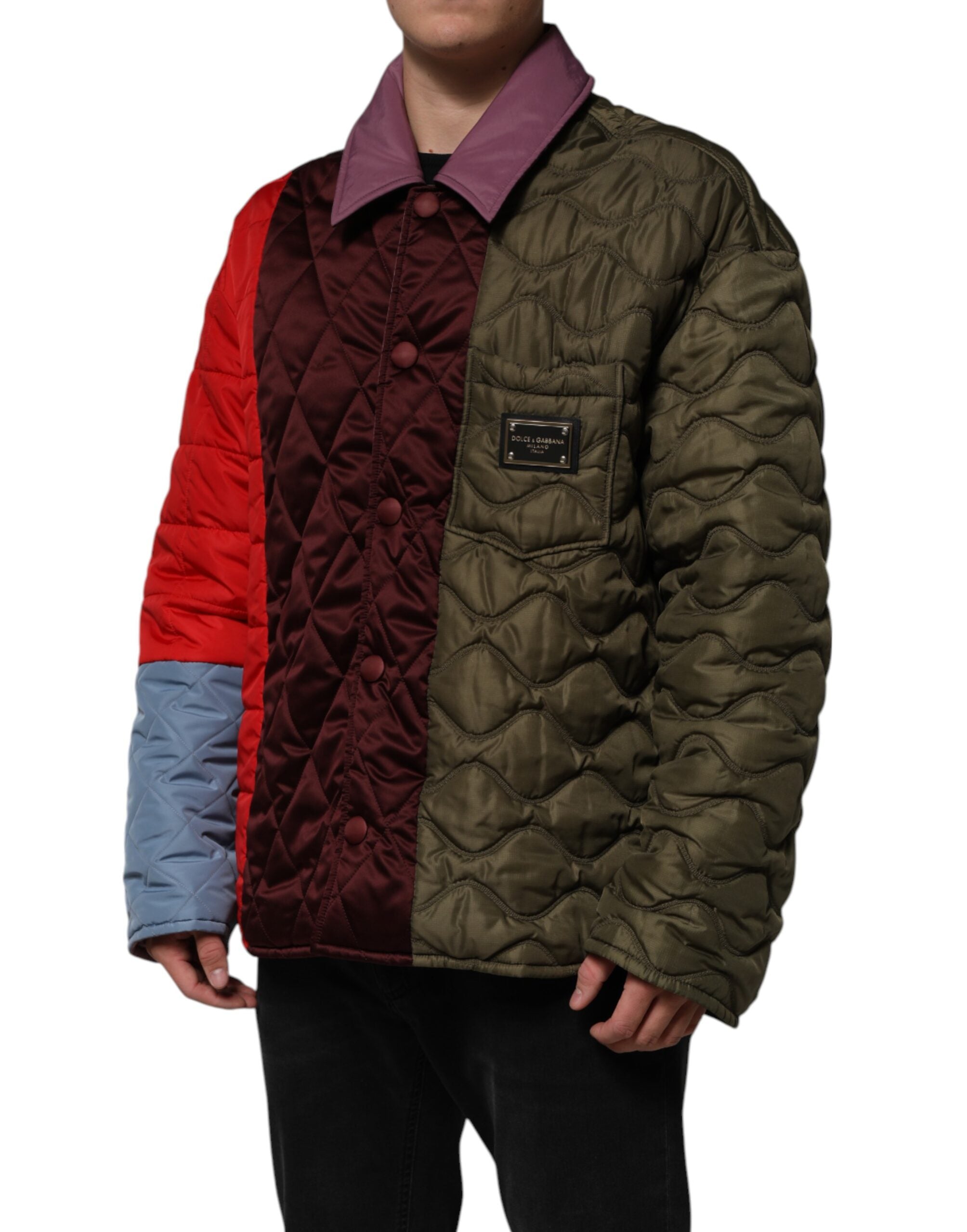 Dolce & Gabbana Multicolor Patchwork PolyesterQuilted Jacket Dolce & Gabbana