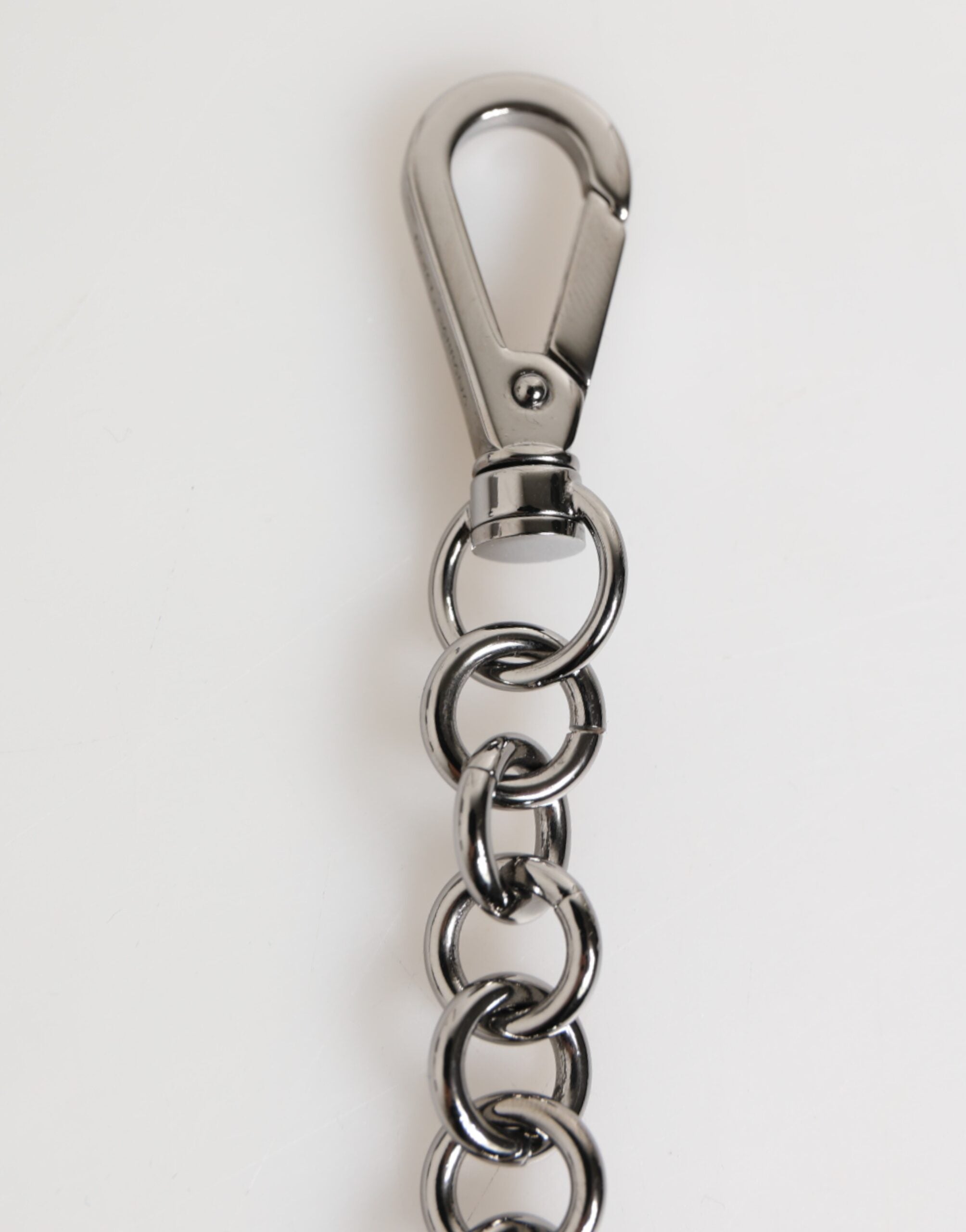 Dolce & Gabbana Black White DG Rubber Logo Silver Men Keychain Keyring Dolce & Gabbana