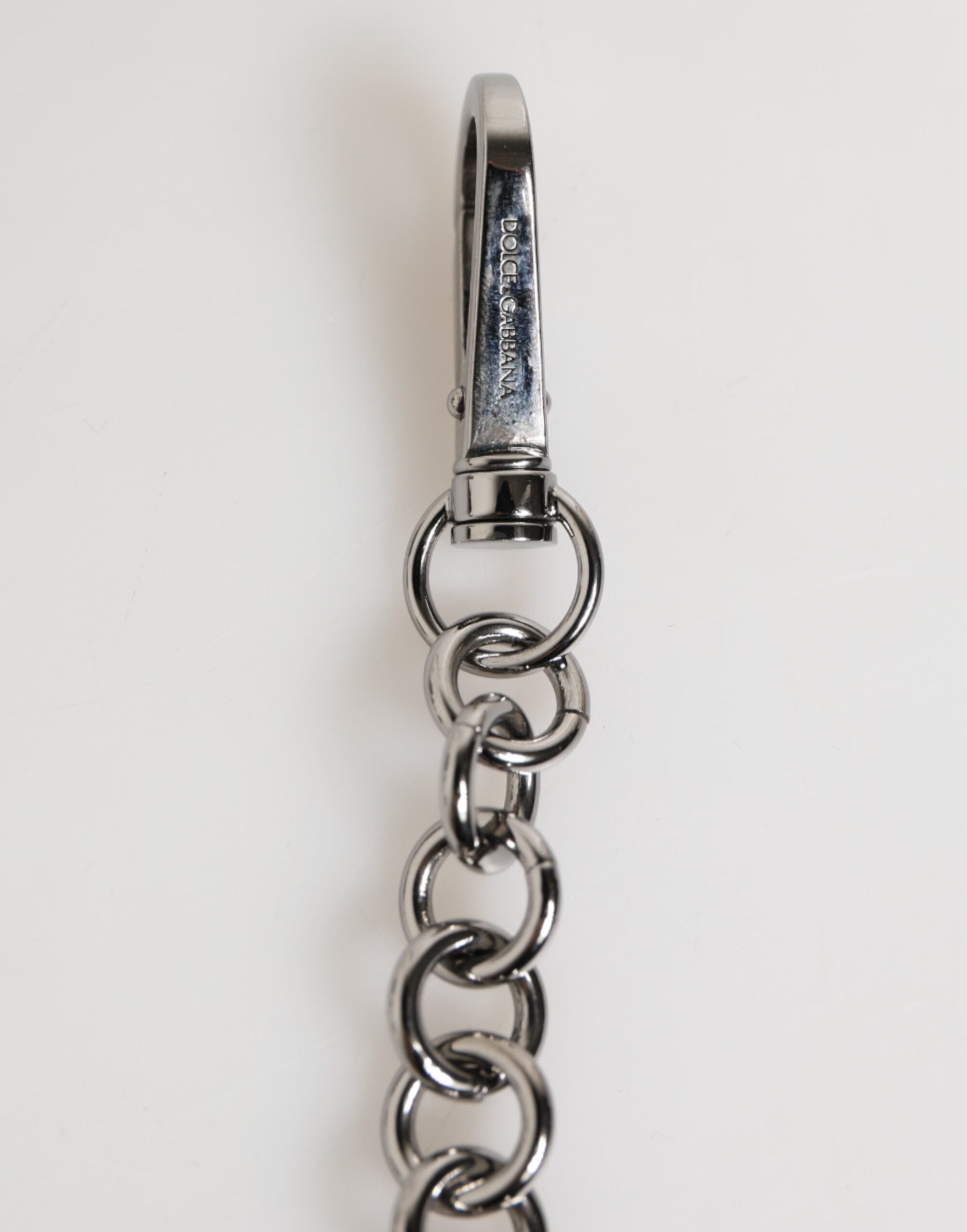 Dolce & Gabbana Black White DG Rubber Logo Silver Men Keychain Keyring Dolce & Gabbana