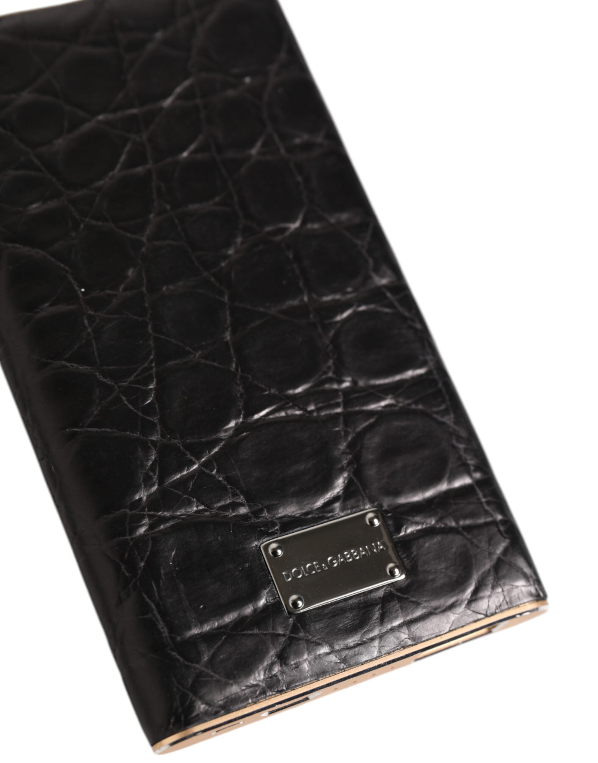Dolce & Gabbana Black Leather Exotic Skin 3000mAh Power Bank Charger USB Dolce & Gabbana