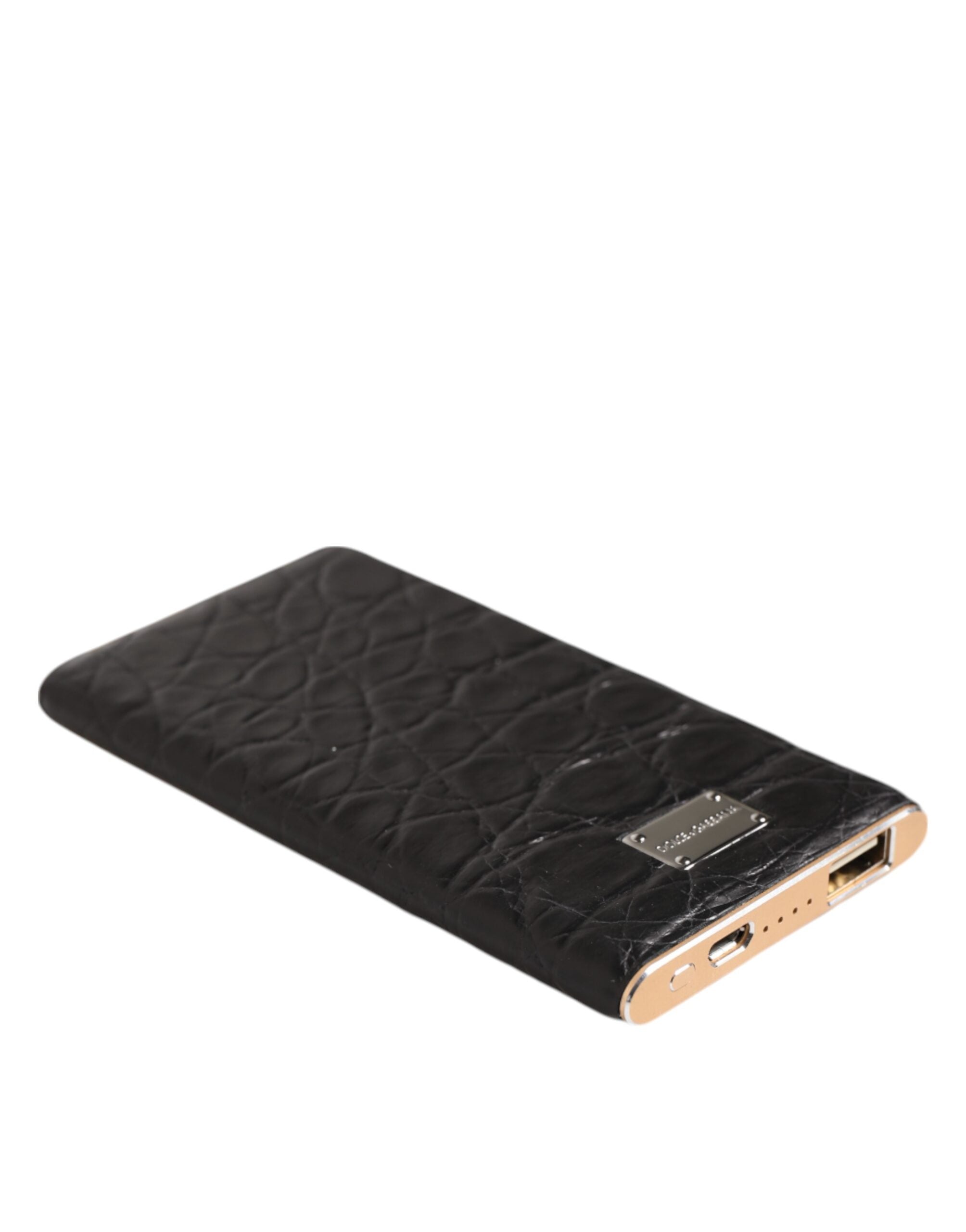 Dolce & Gabbana Black Leather Exotic Skin 3000mAh Power Bank Charger USB Dolce & Gabbana