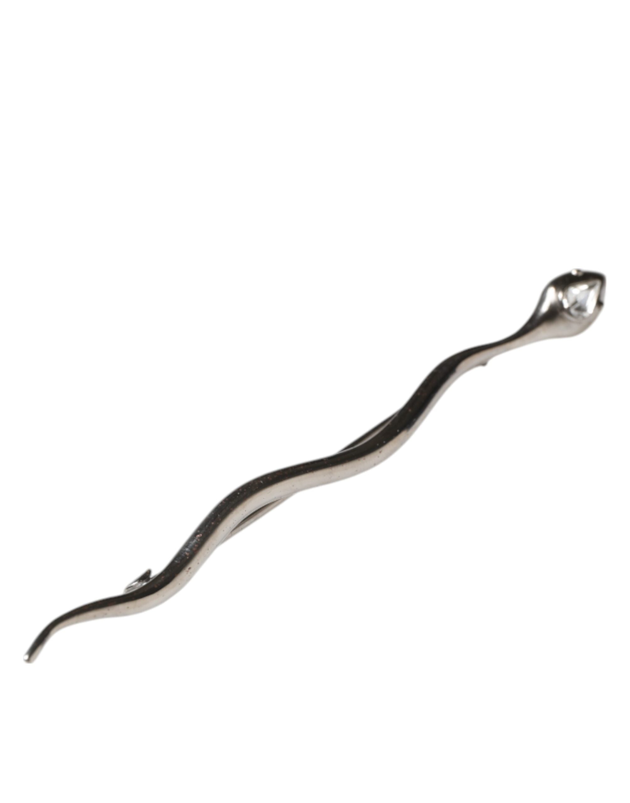 Dolce & Gabbana Silver Brass Crystal Spilla Serpente Mens Brooch Pin Dolce & Gabbana