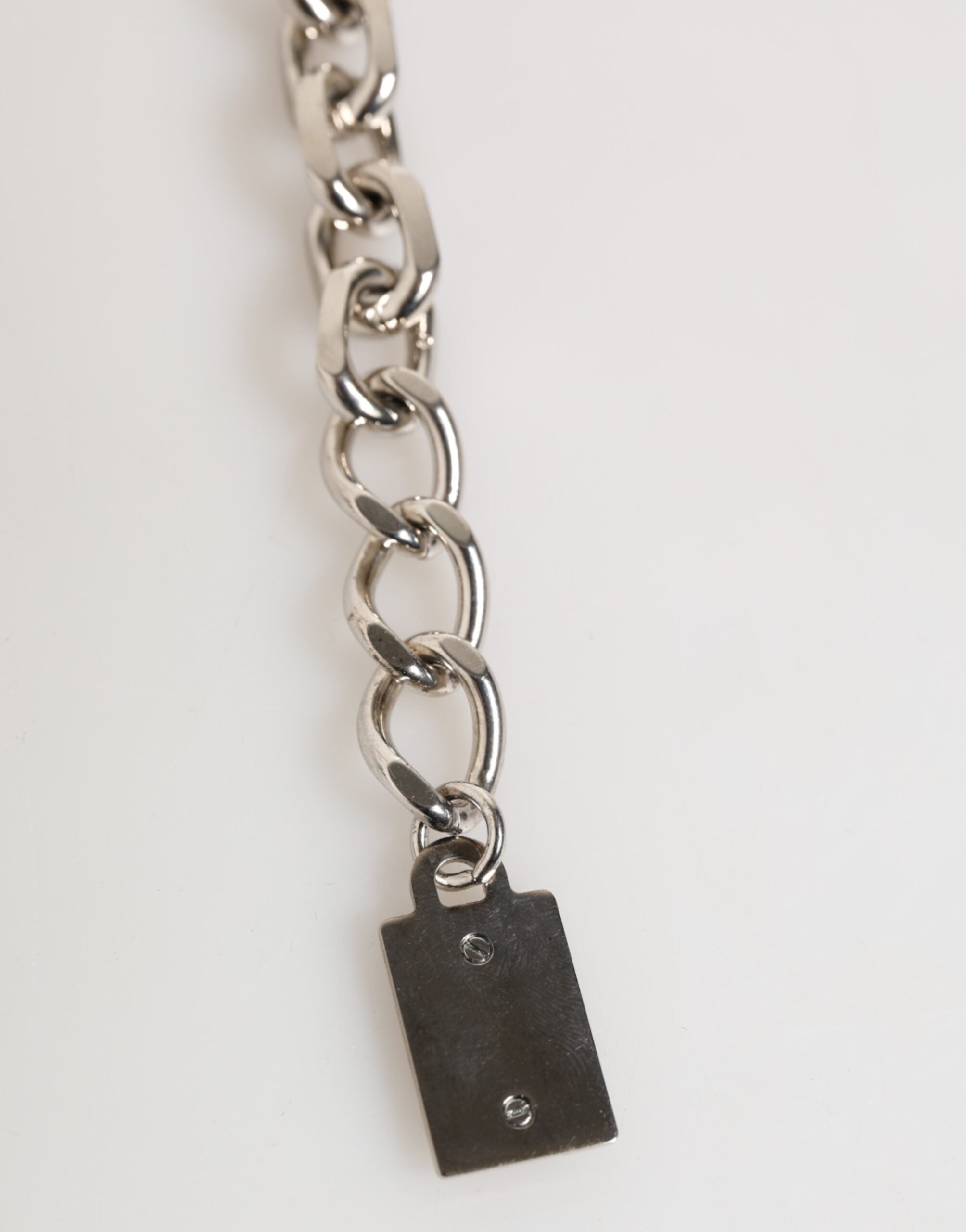 Dolce & Gabbana Silver Chain Brass Beaded Lobster Clasp Logo Men Bracelet Dolce & Gabbana