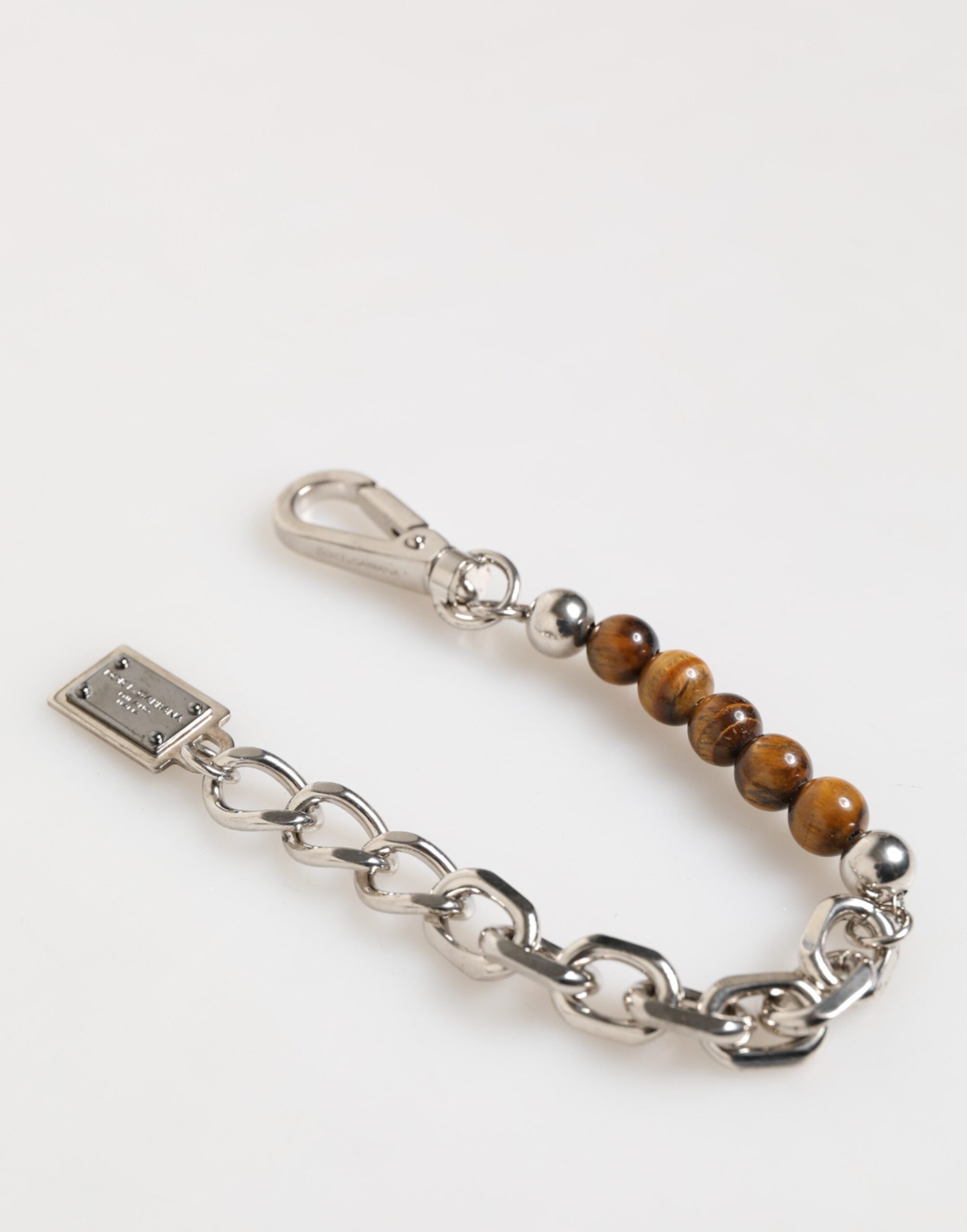 Dolce & Gabbana Silver Chain Brass Beaded Lobster Clasp Logo Men Bracelet Dolce & Gabbana