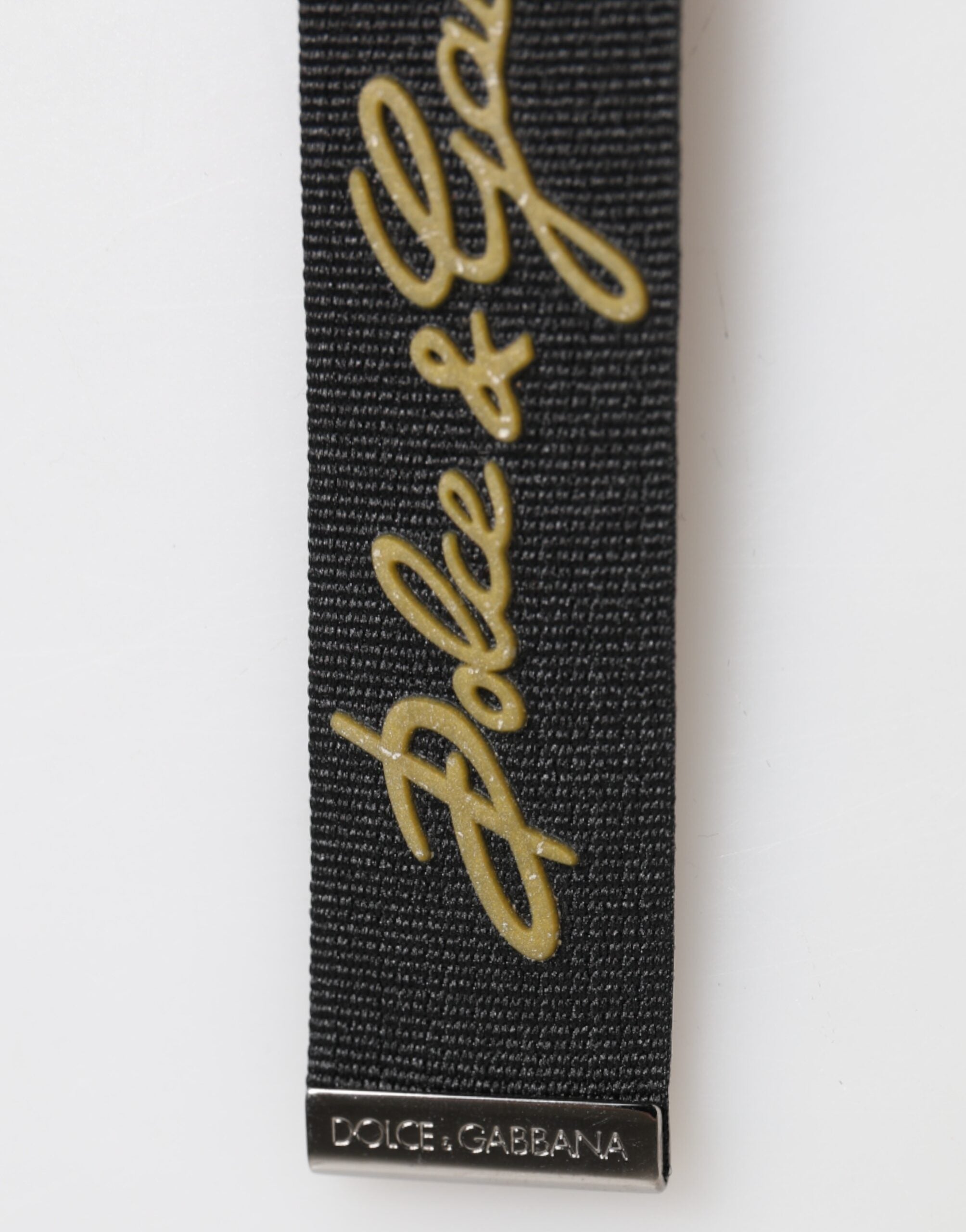 Dolce & Gabbana Black Yellow Polyester DG Logo Silver Keychain Keyring Dolce & Gabbana