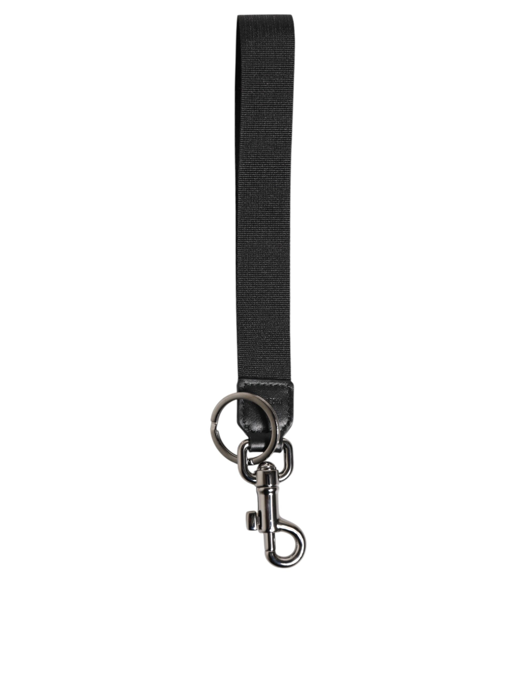 Dolce & Gabbana Black Red DG Logo Polyester Silver Men Keychain Keyring Dolce & Gabbana