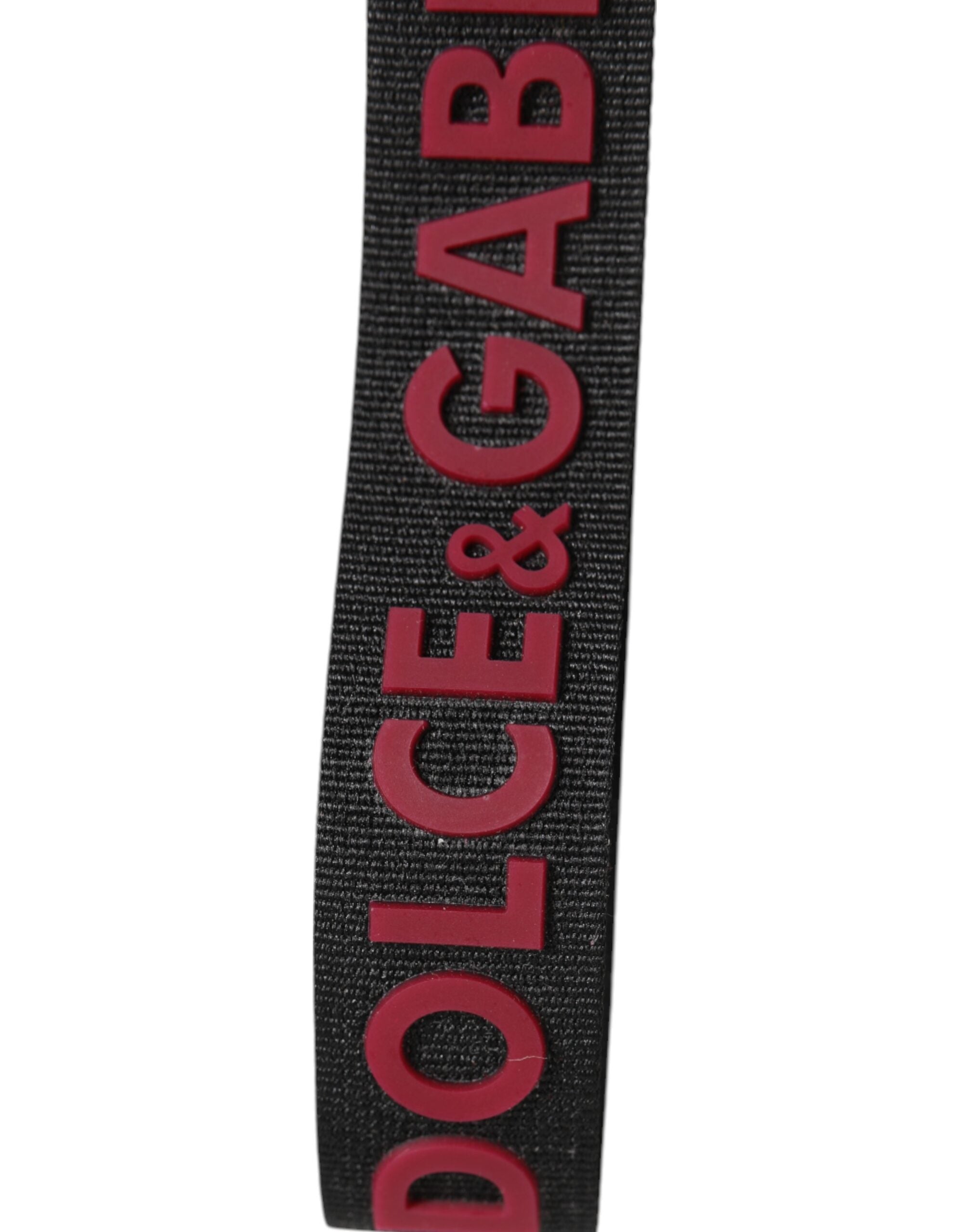 Dolce & Gabbana Black Red DG Logo Polyester Silver Men Keychain Keyring Dolce & Gabbana