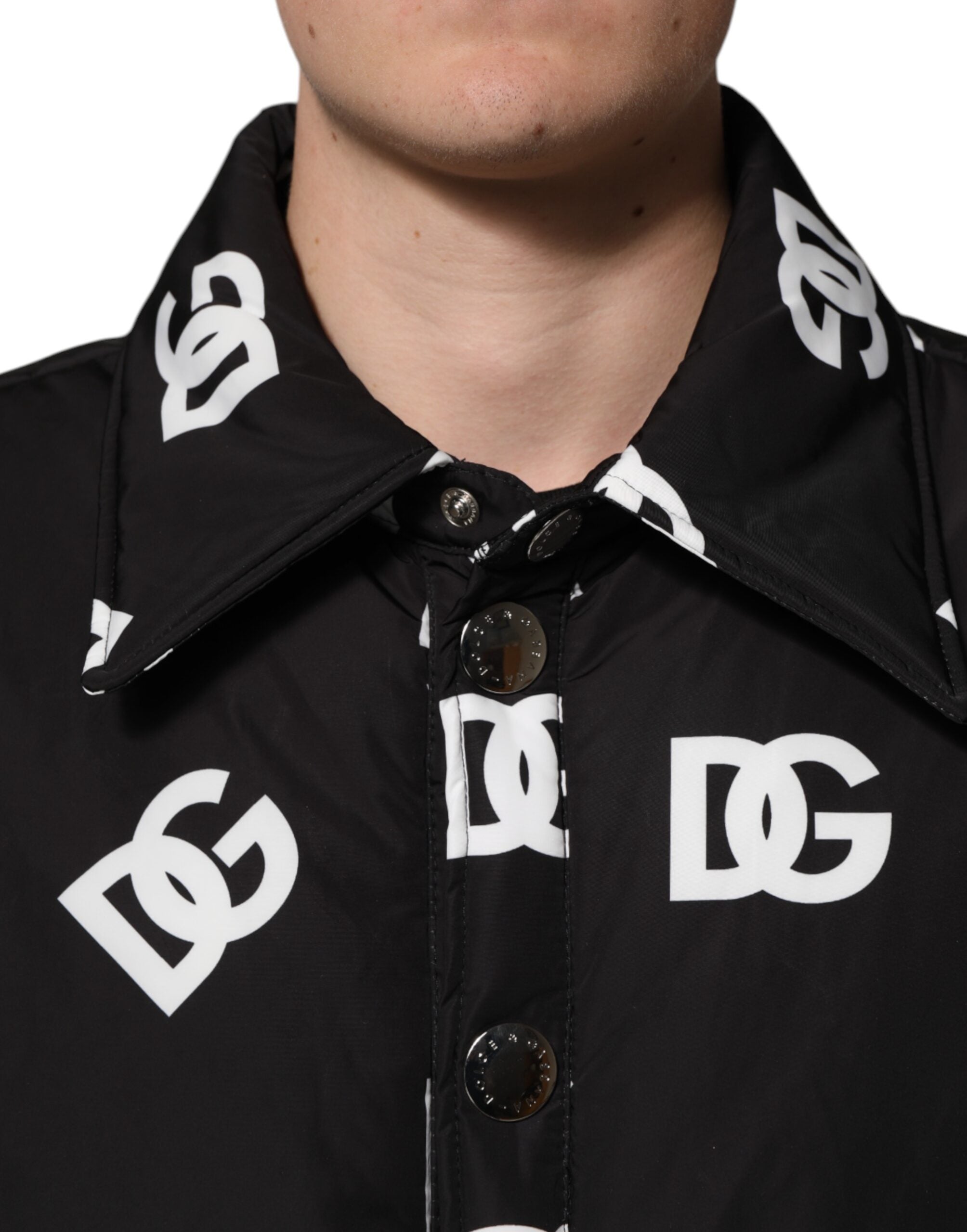 Dolce & Gabbana Black DG Monogram Nylon Windbreaker Jacket Dolce & Gabbana