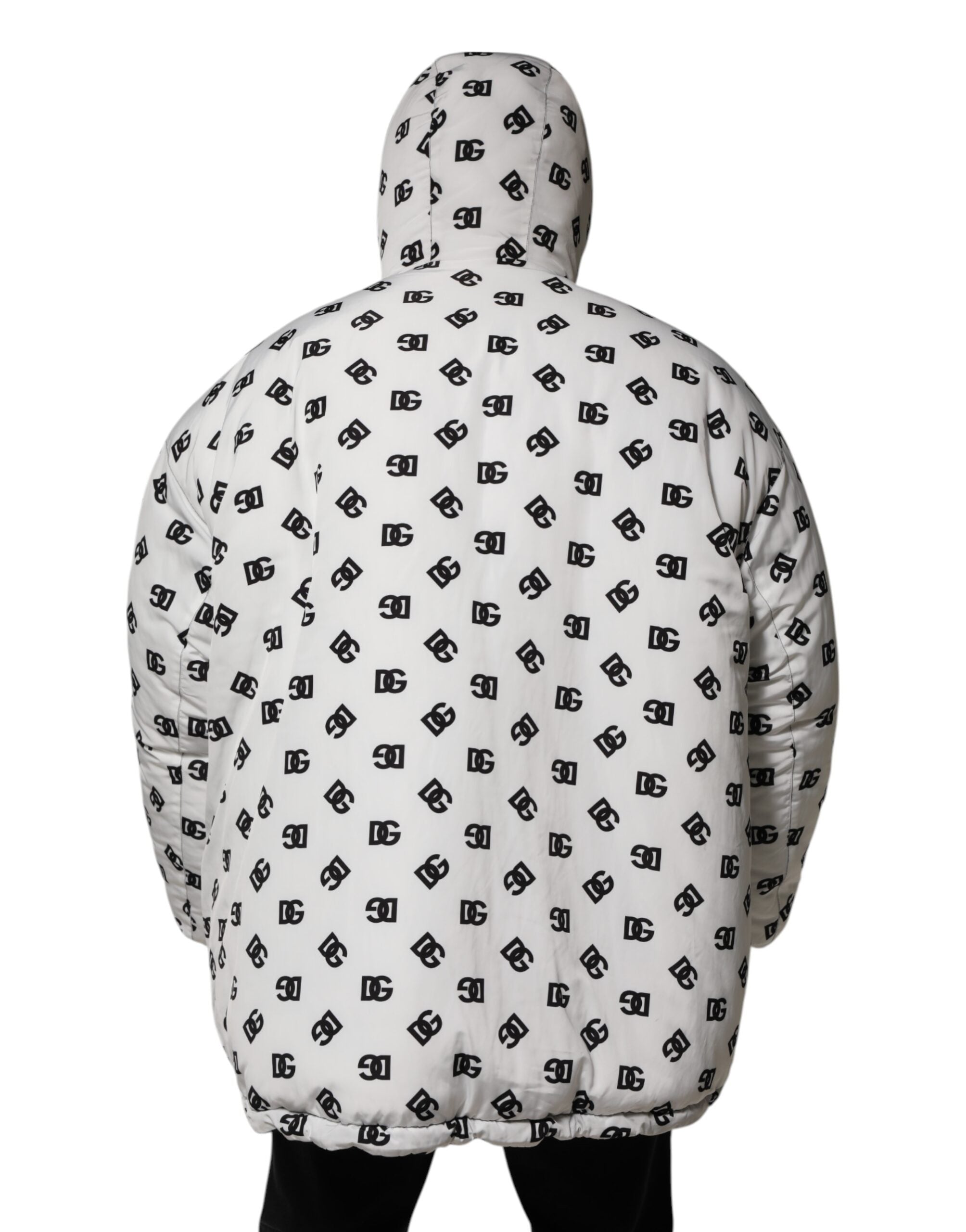 Dolce & Gabbana White DG Monogram Hooded Puffer Jacket Dolce & Gabbana