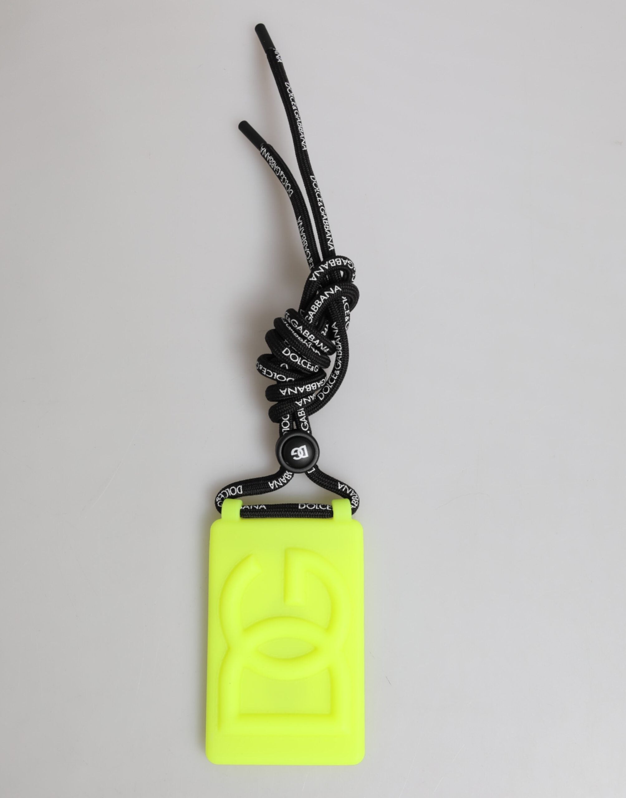 Dolce & Gabbana Yellow Green Rubber DG Embossed Adjustable Badge Holder Dolce & Gabbana