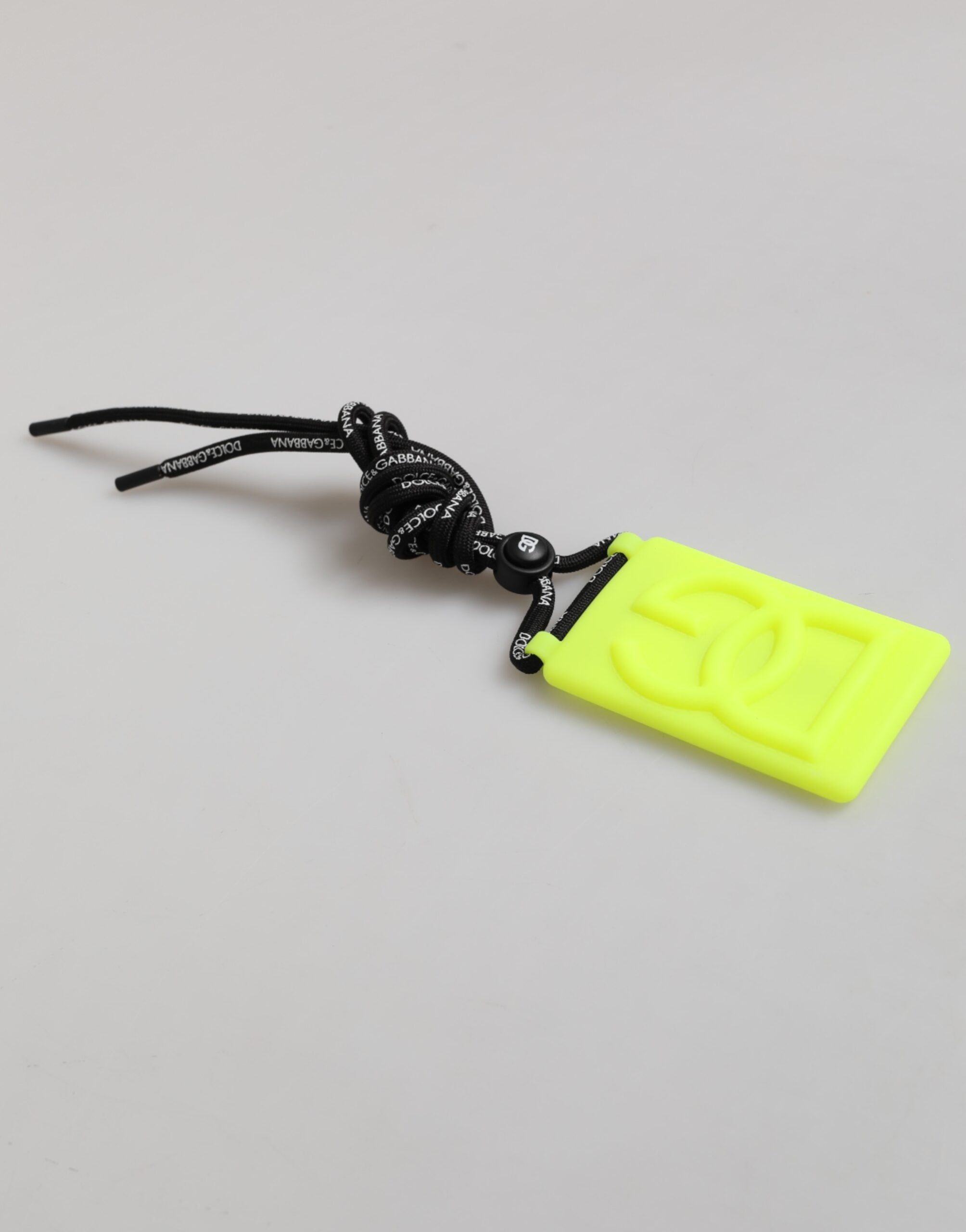 Dolce & Gabbana Yellow Green Rubber DG Embossed Adjustable Badge Holder Dolce & Gabbana