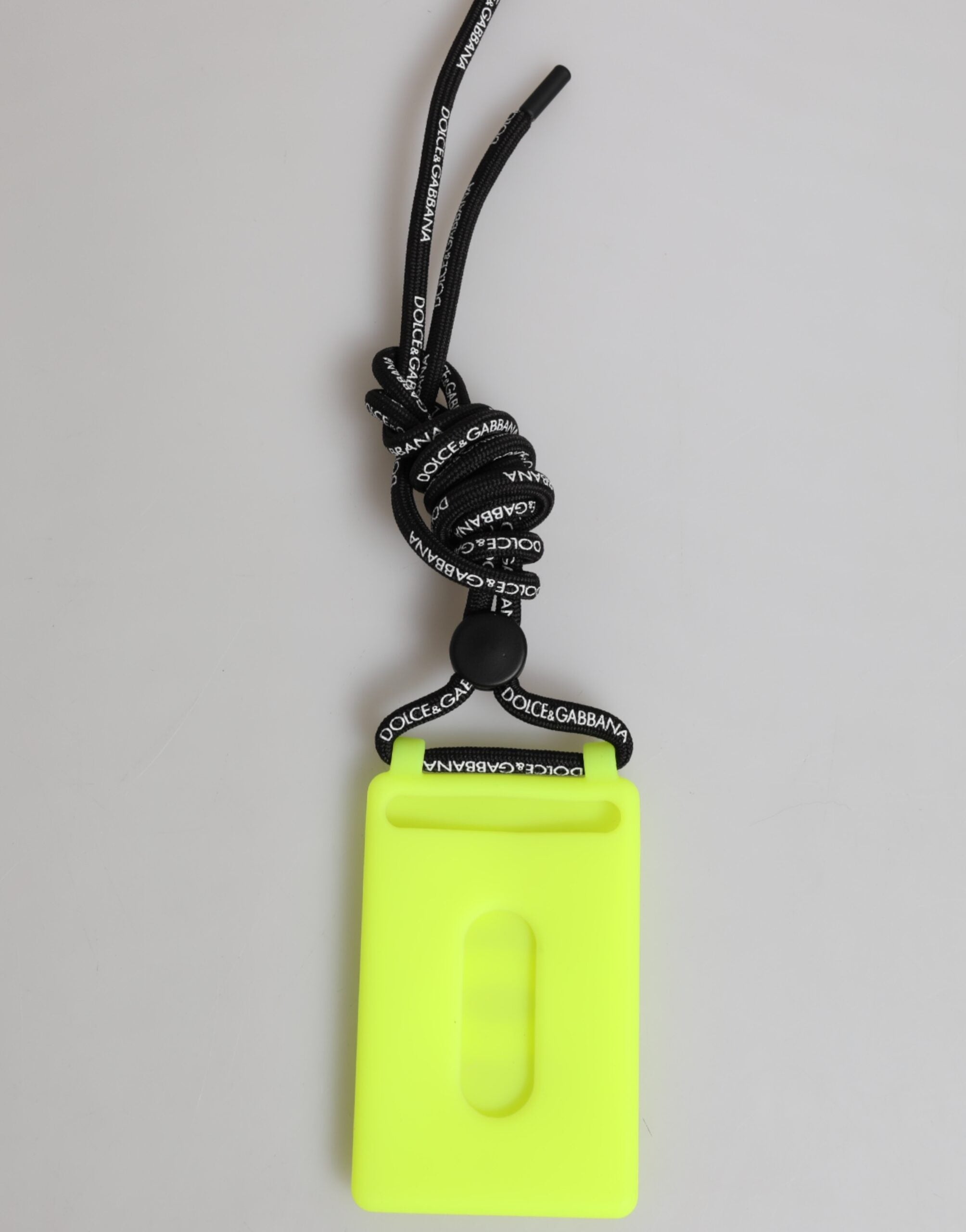 Dolce & Gabbana Yellow Green Rubber DG Embossed Adjustable Badge Holder Dolce & Gabbana