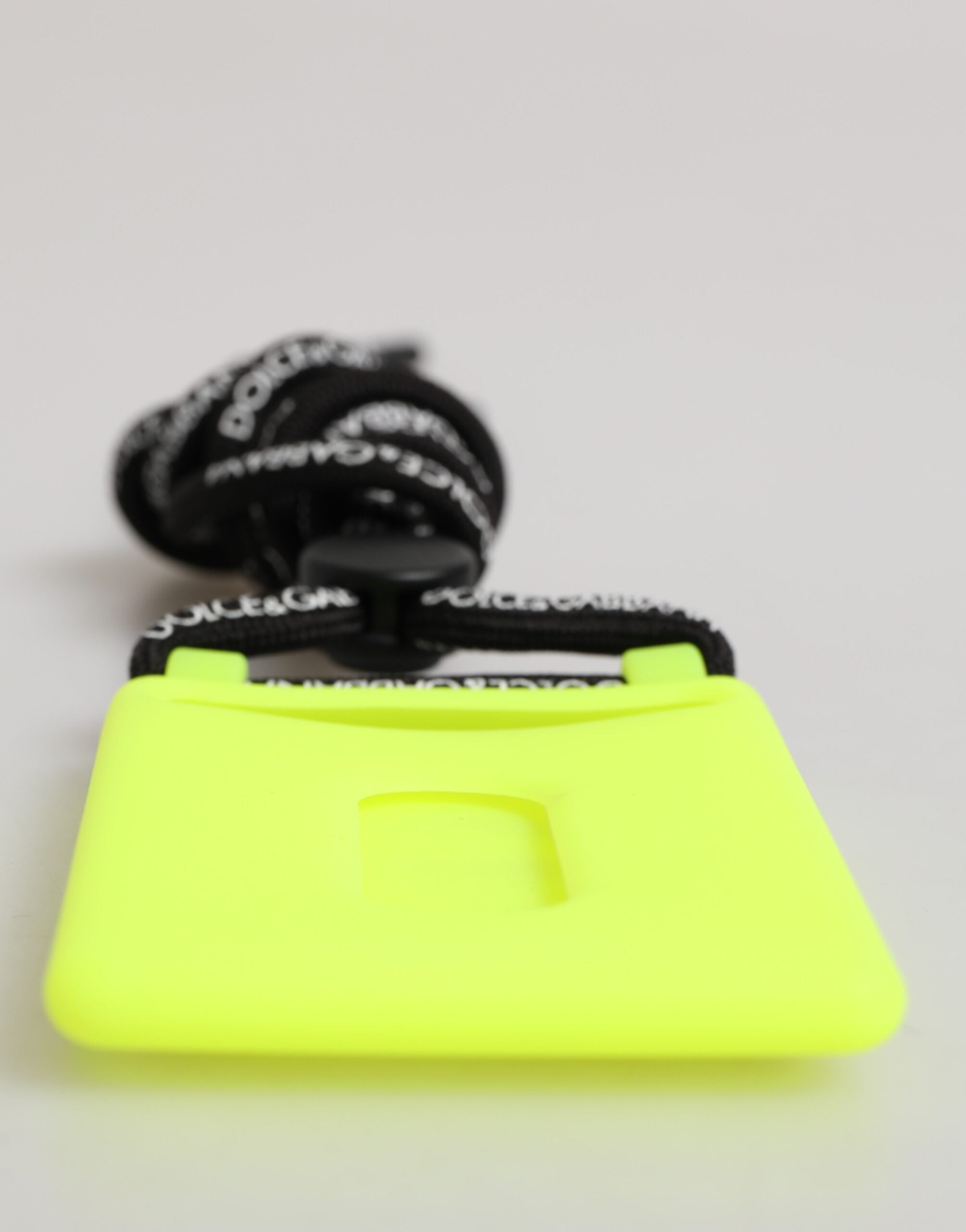 Dolce & Gabbana Yellow Green Rubber DG Embossed Adjustable Badge Holder Dolce & Gabbana
