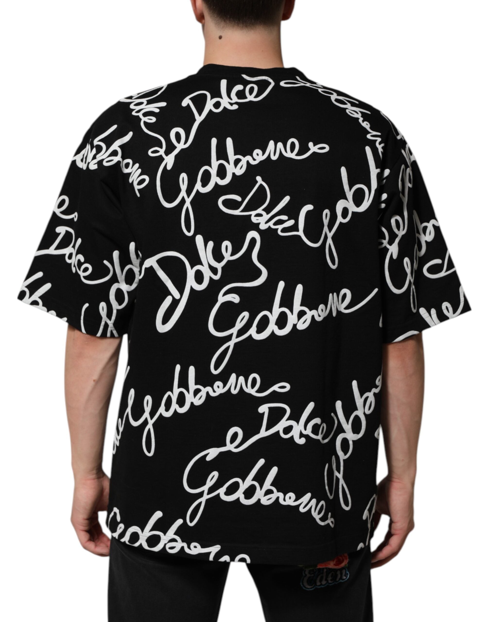 Dolce & Gabbana Black Logo Print Cotton Crew Neck T-shirt Dolce & Gabbana