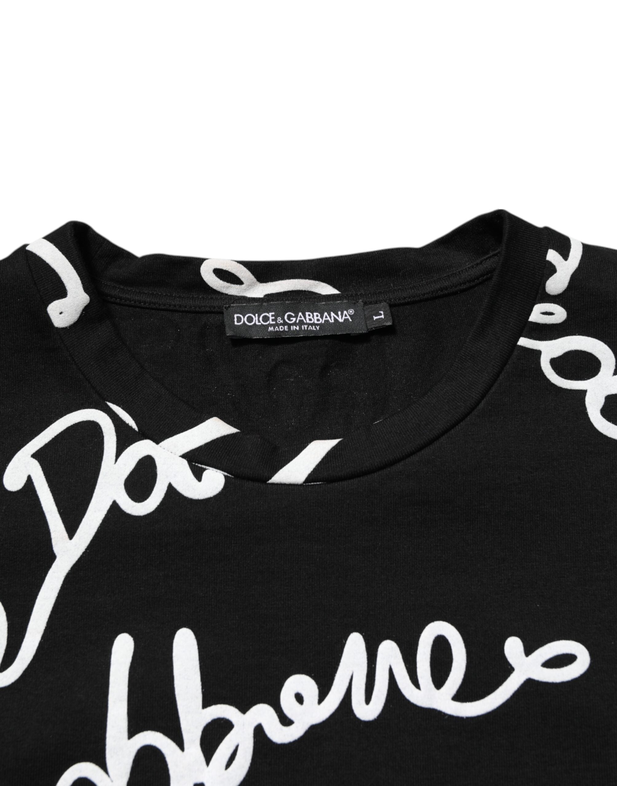 Dolce & Gabbana Black Logo Print Cotton Crew Neck T-shirt Dolce & Gabbana